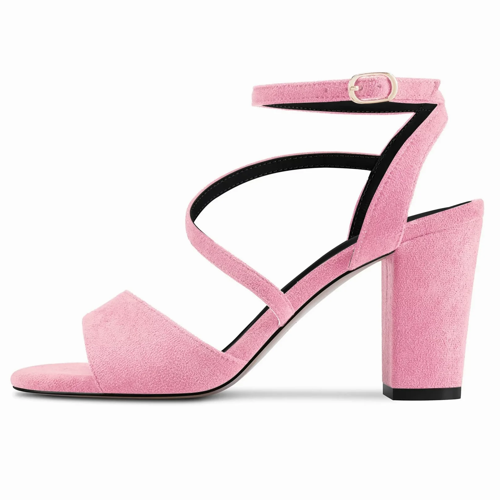 HDEUOLM Mujer Chunky Ancho Alto High Heel Abierta Punta Sandalias Correa Tobillo Casual Cute Zapatos