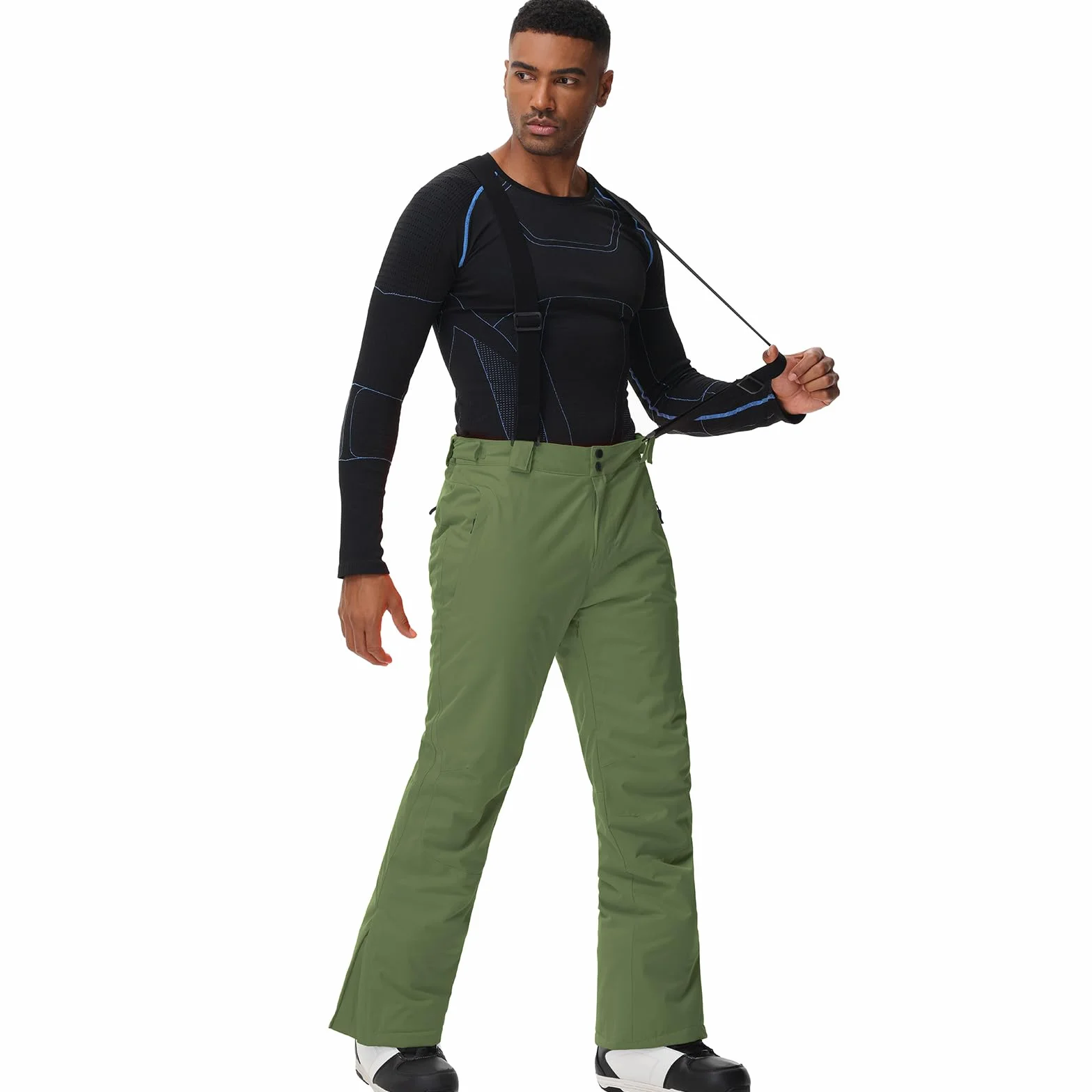 ALSOGO Pantalones de esquí hombre impermeables cortavientos con tirantes desmontables