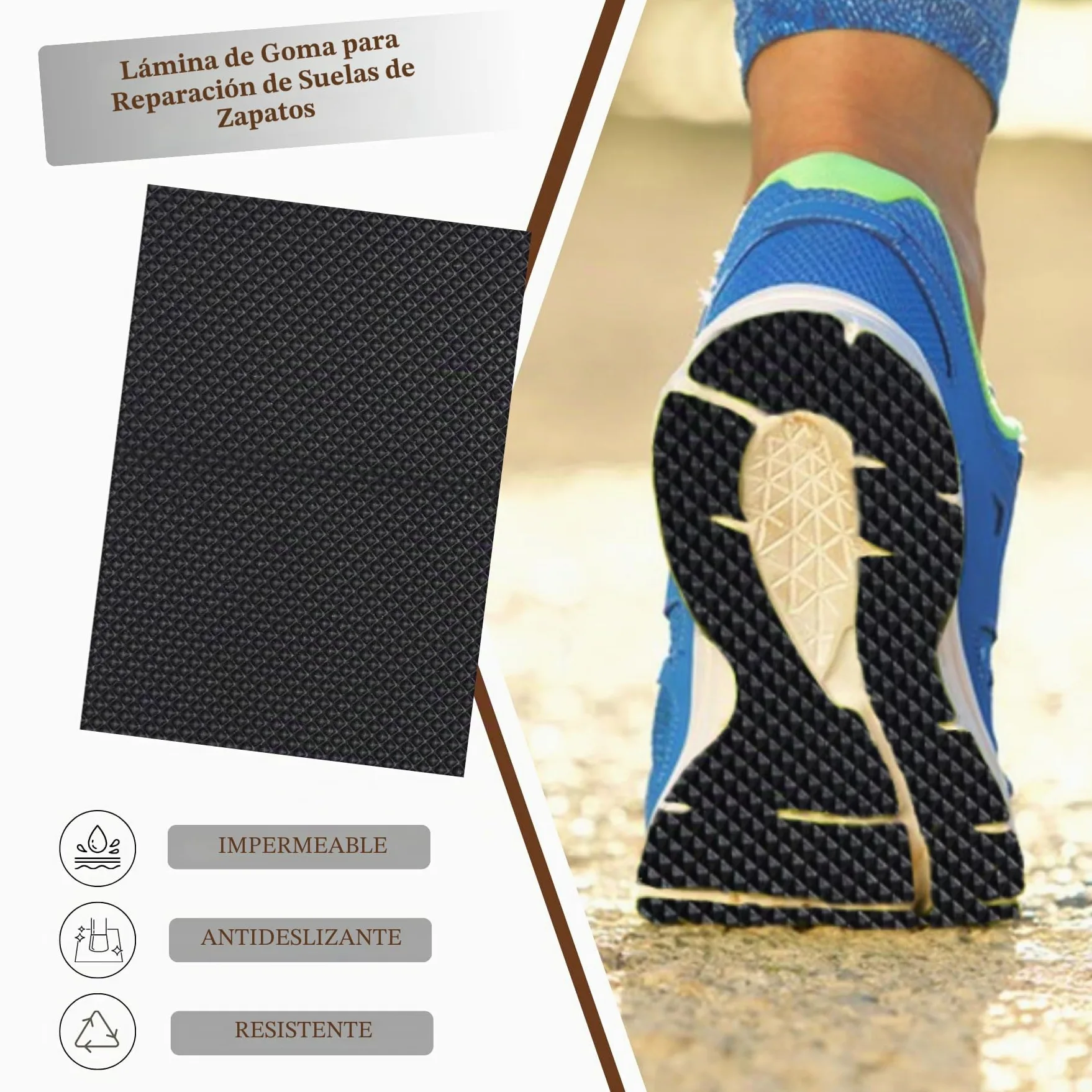 Goma de reparación de suela de zapatos, 5 mm de grosor, hoja de suela de goma antideslizante para la parte inferior del zapato, negro, 1 unidad (paquete de 1)