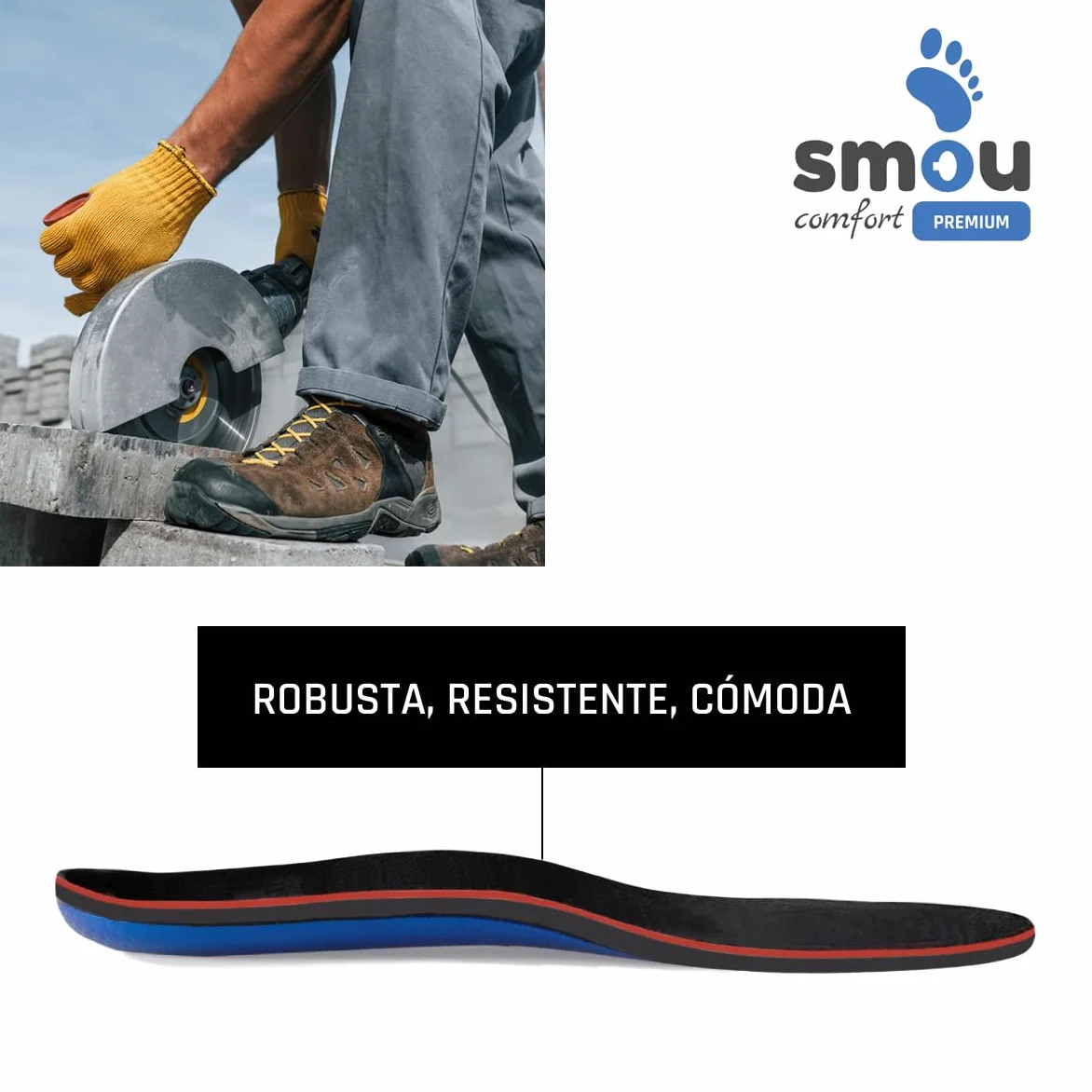 SMOU Comfort Premium Plantillas Gel con Soporte Arco para Trabajo Diario | Plantillas de confort con base rígida que estabiliza el pie, aporta soporte ligero al arco y favorece una pisada más firme