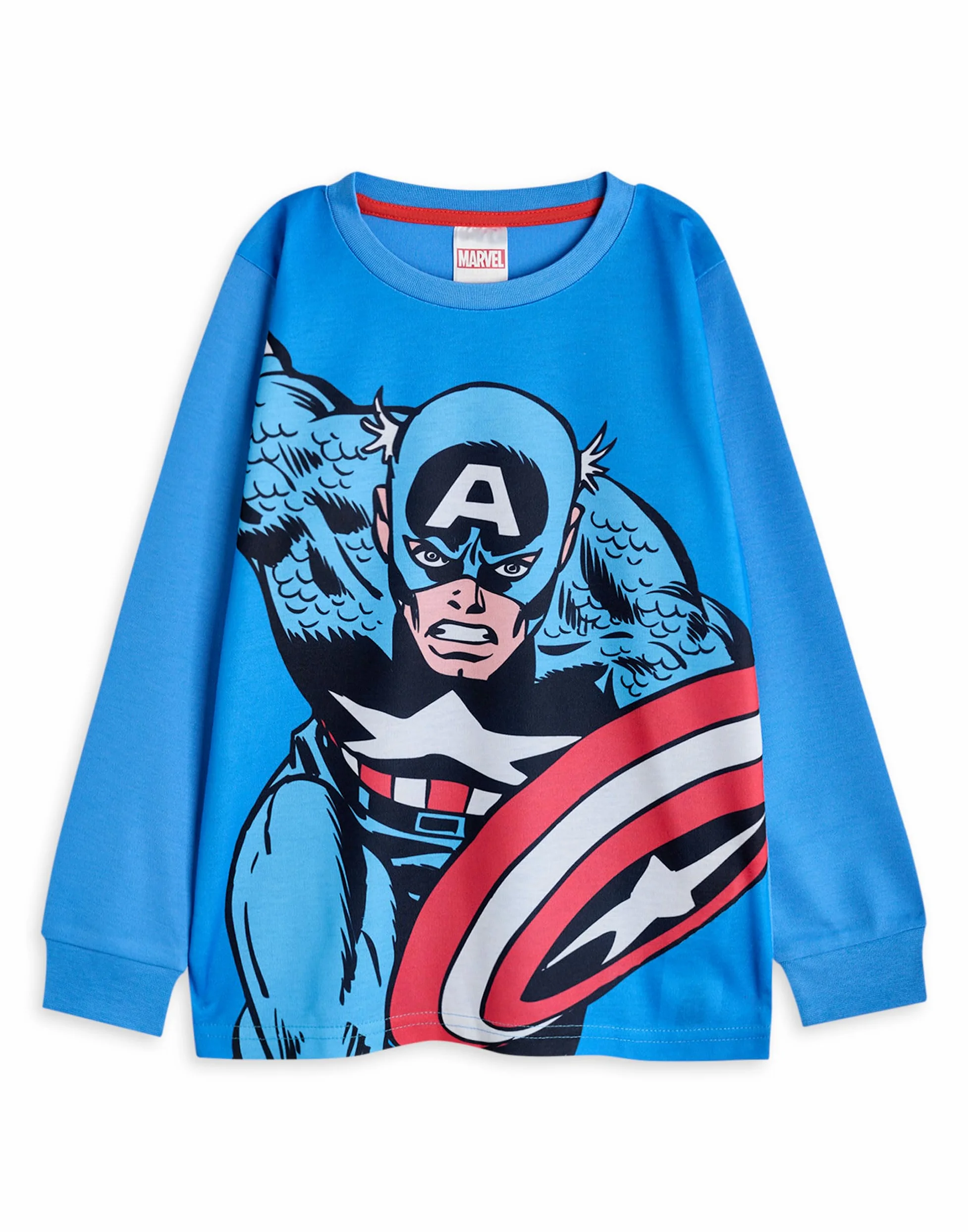 Marvel Conjunto de Pijama para niño, Paquete de 3 | Camiseta de Manga Larga con gráfico de Spiderman, Hulk y Capitán América para niños y Pantalones de Pijama de Pernera Larga en Rojo, Verde y Azul
