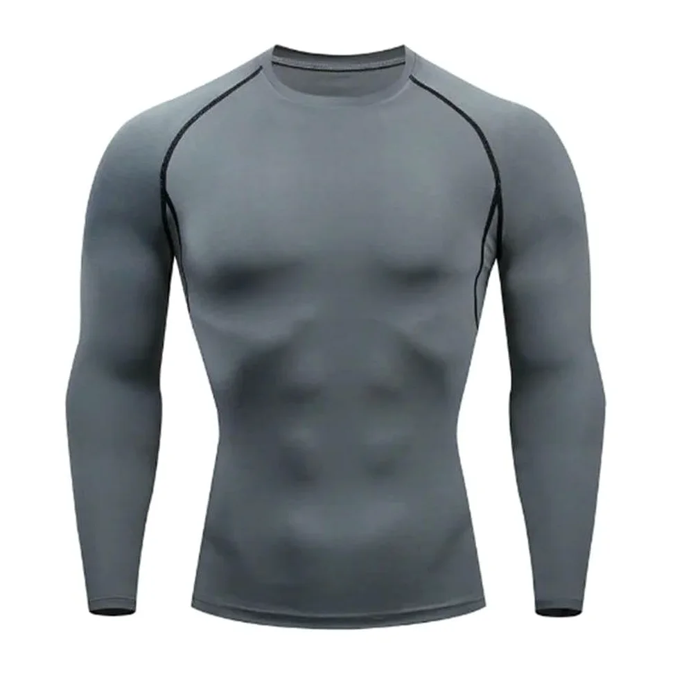 DYRBF - Camiseta deportiva para hombre, de secado rápido, manga larga, de compresión, para gimnasio, fitness, camiseta de protección contra erupciones