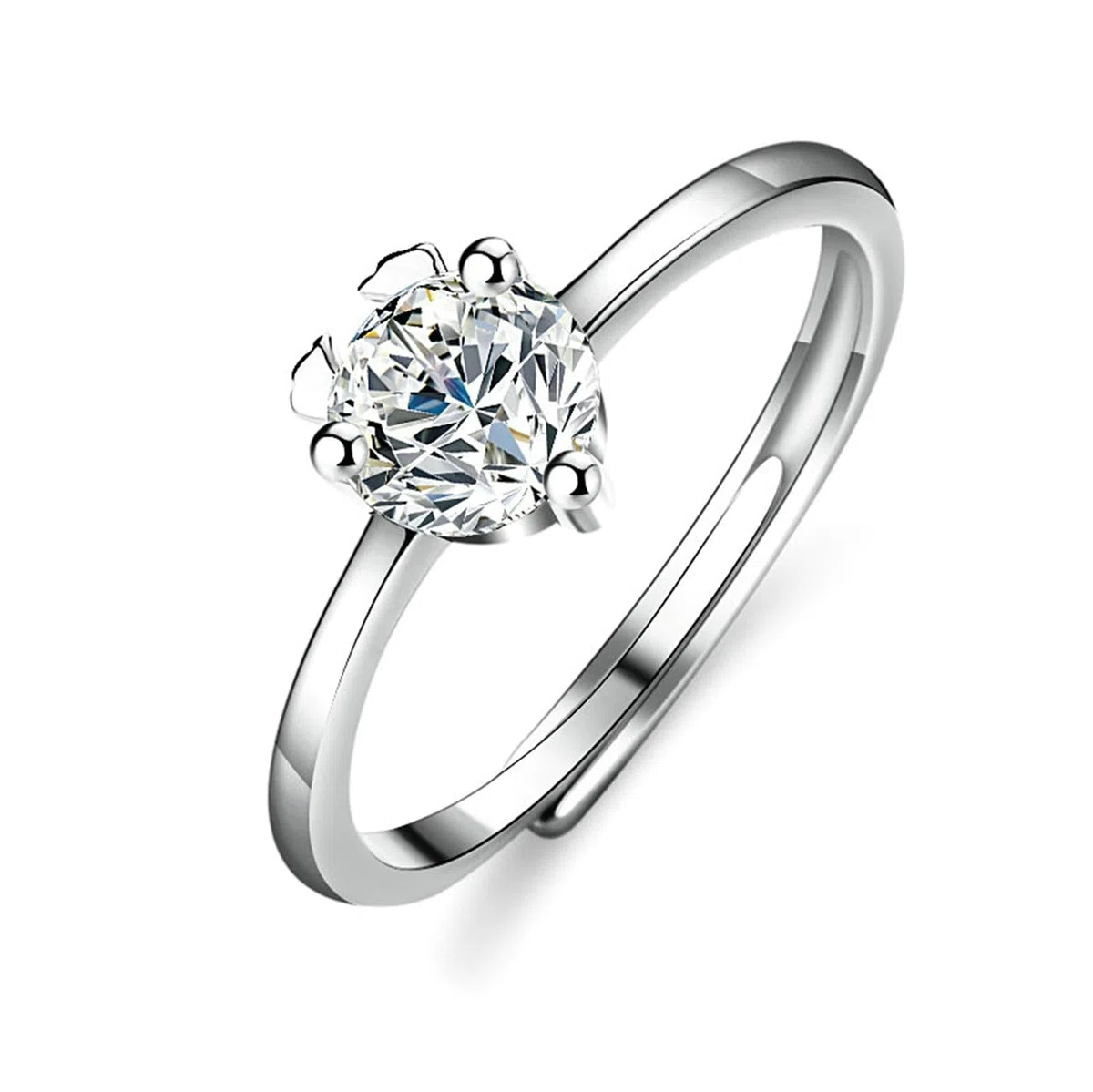 Anillo de compromiso para mujer de oro blanco y oro blanco con diamante cultivado en laboratorio de 0,5 ct