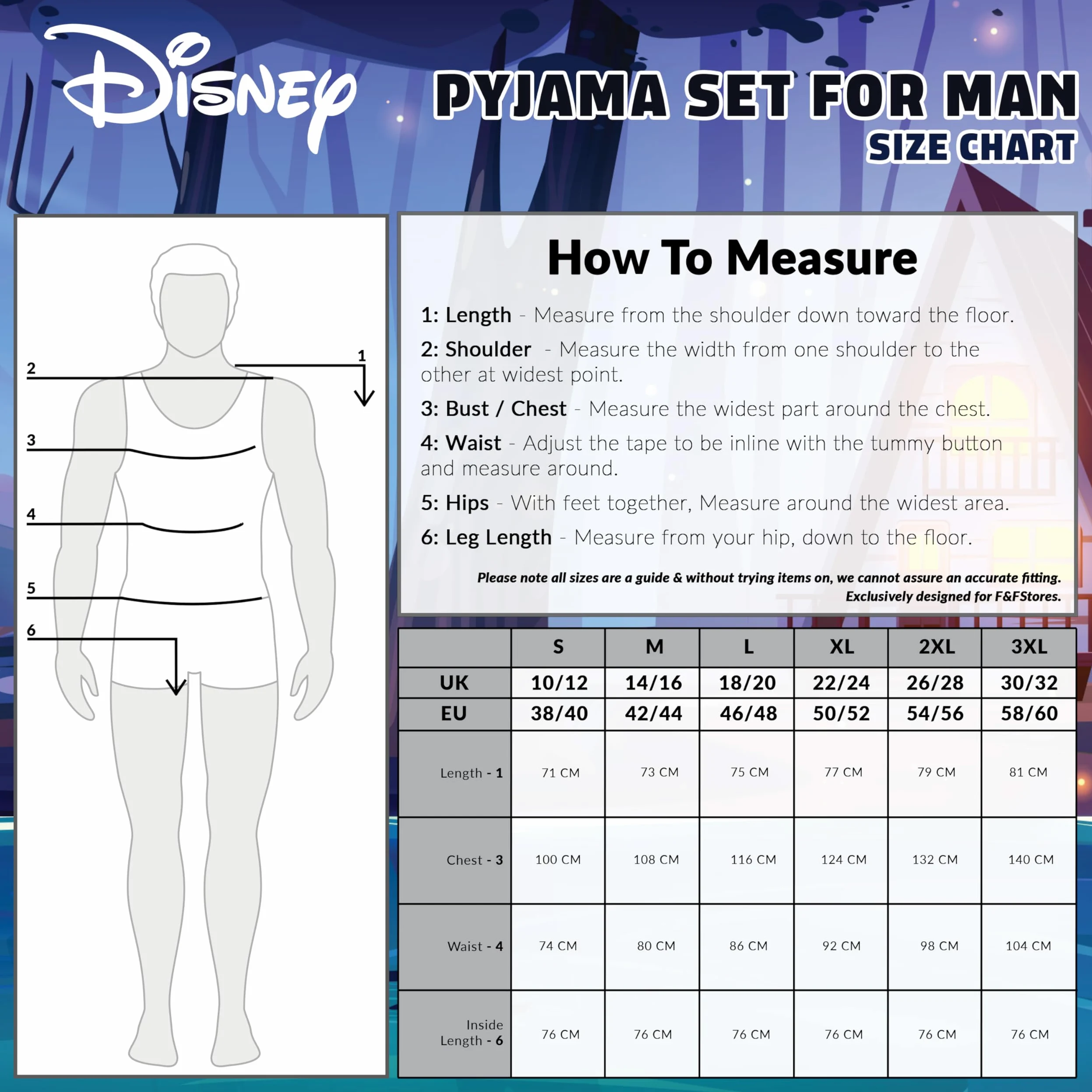 Disney Pijamas para Hombres - Camiseta y Pantalones, Conjunto Tallas S-3XL Regalos Navidad