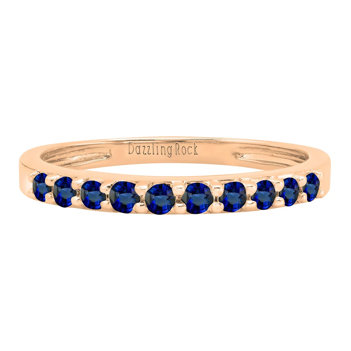 DazzlingRock Collection 10 quilates oro rosa redonda Blue zafiro sintético azul
