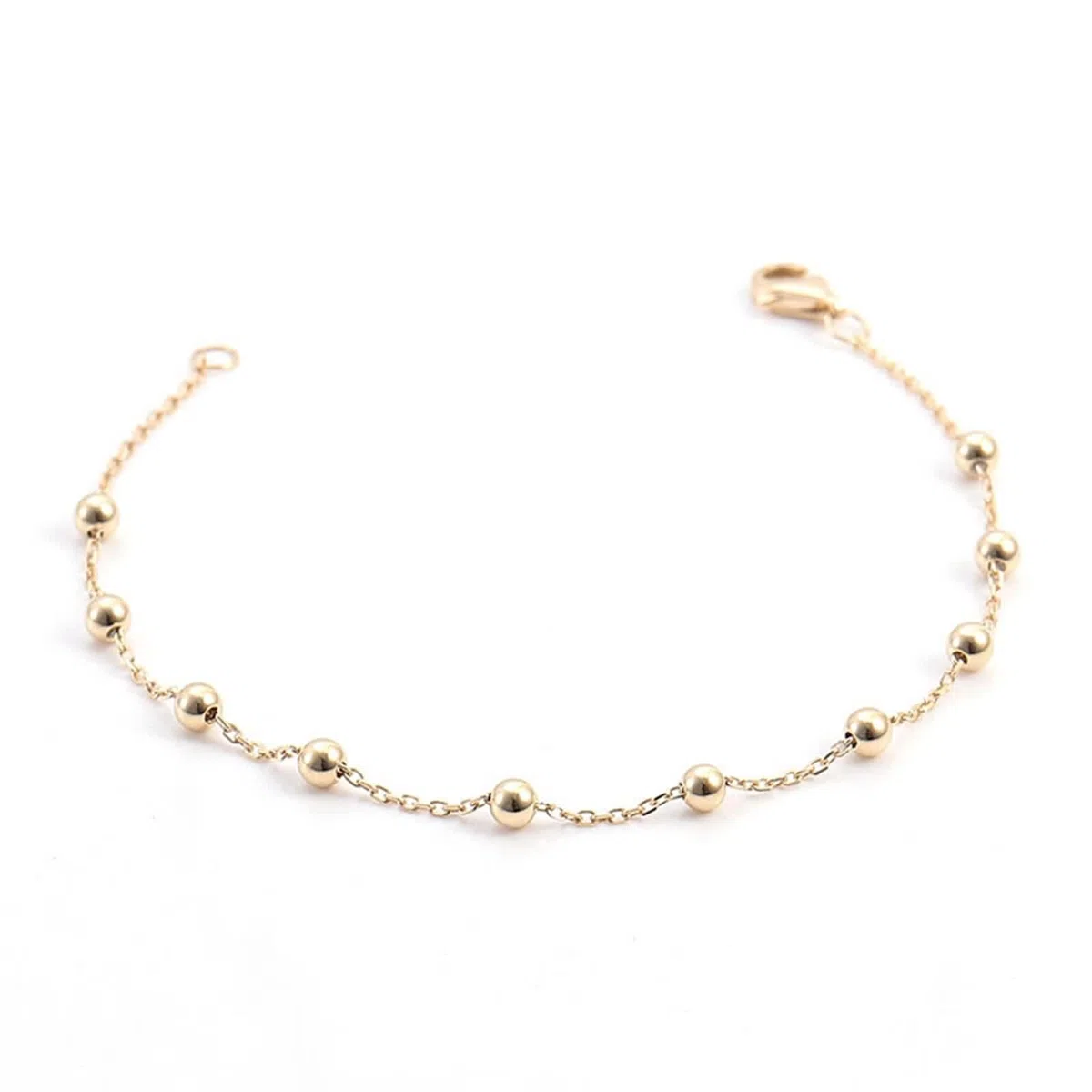 Pulseras para mujer de moda, pulsera de oro amarillo con cuentas para promesa de boda