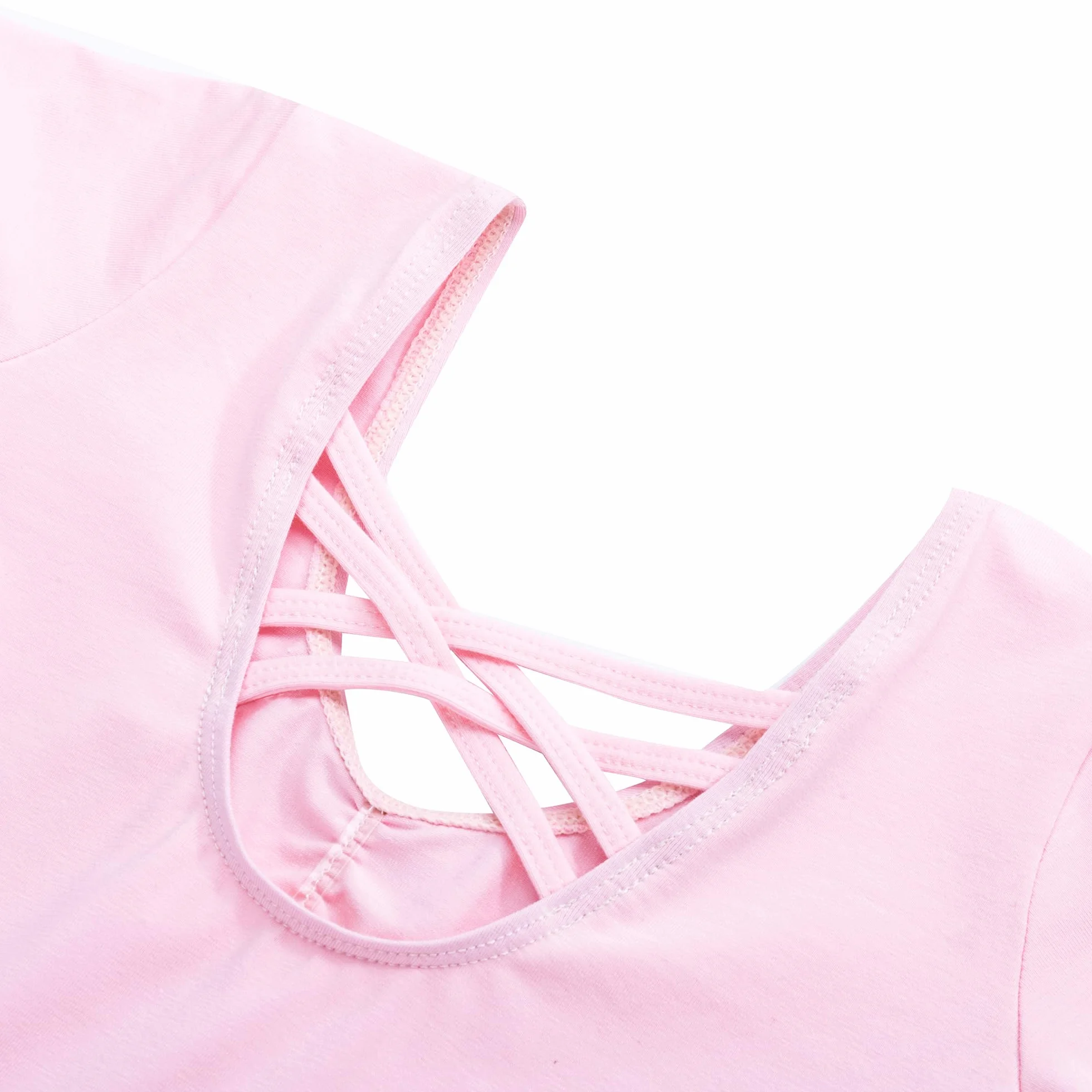 Ropa de Ballet para niñas Vestido de Ballet Maillot de ballet de algodón Manga corta Maillot de baile para niños con falda de tutú