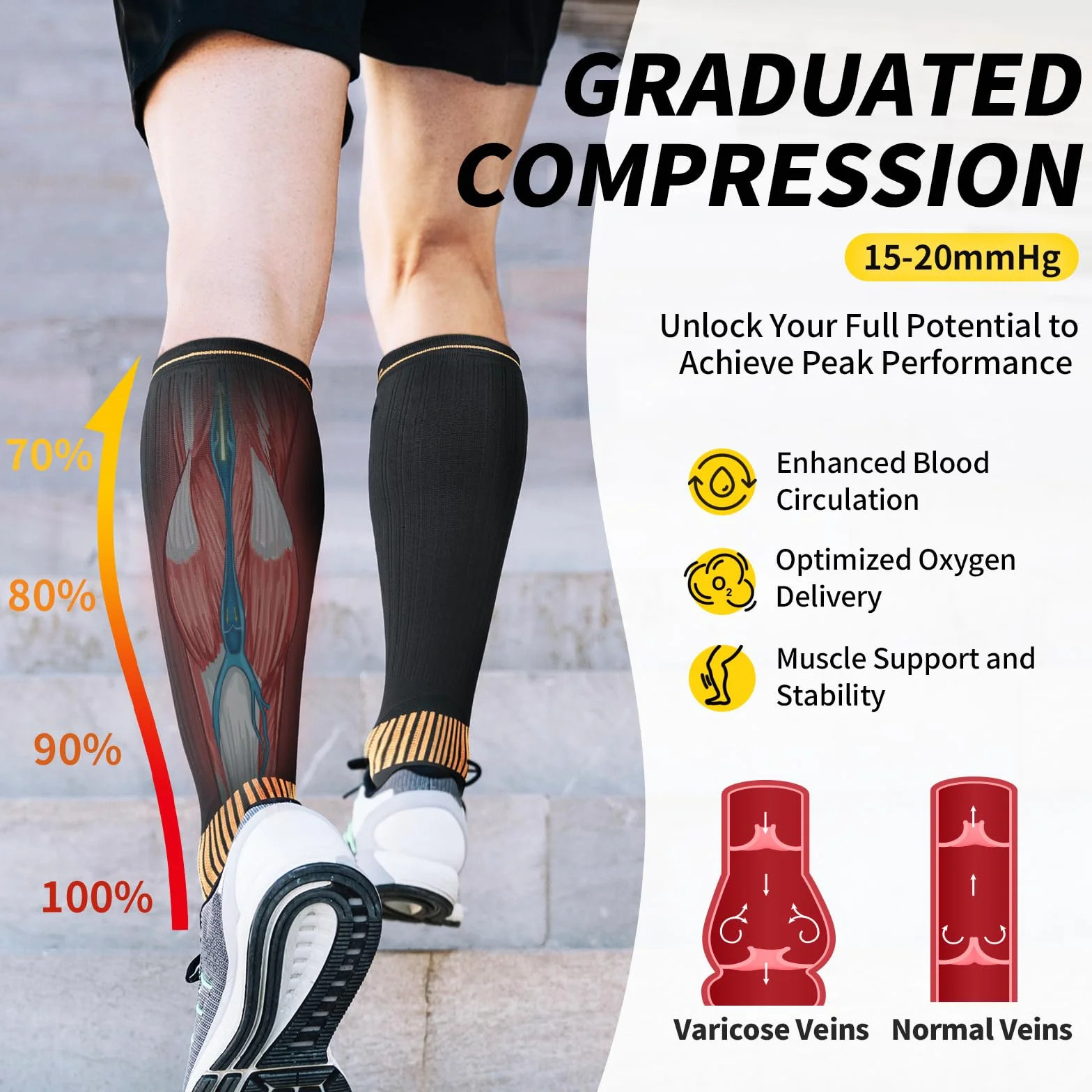 CAMBIVO Medias de Compresión de Cobre 15-20mmHg Calcetines Compresion Mujer Hombre