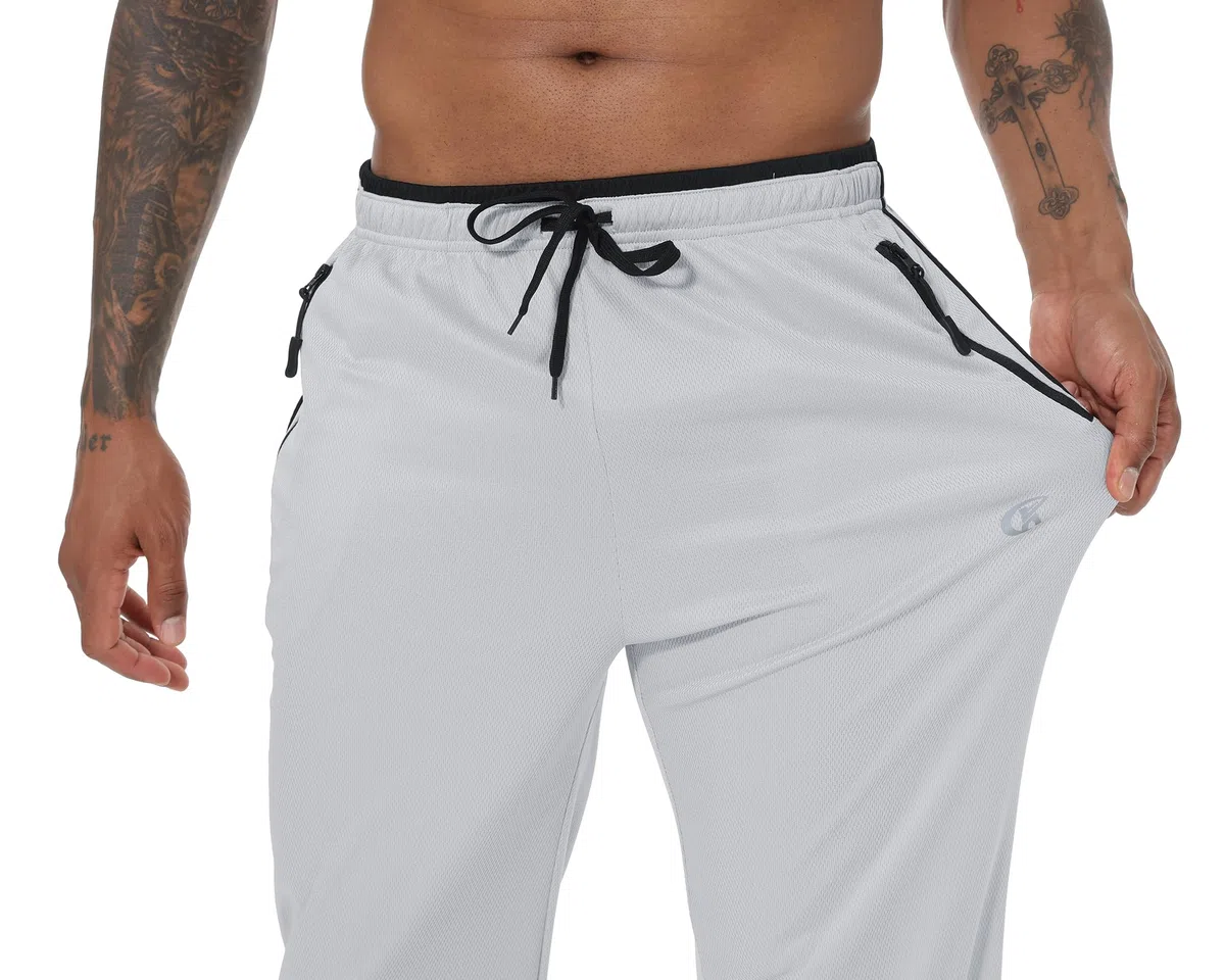 YuKaiChen Pantalones de chándal para hombre, pierna recta, dobladillo abierto, ajuste holgado, ligeros, de secado rápido