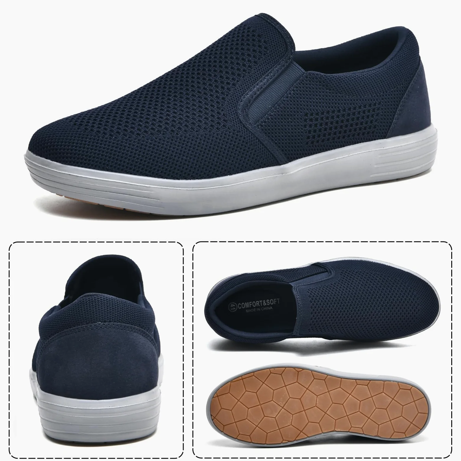 konhill Hombres Casual Transpirable Cómodo Malla Caminar Zapatos Vestido Sneaker Mocasines Slip On Zapatos Entrenadores