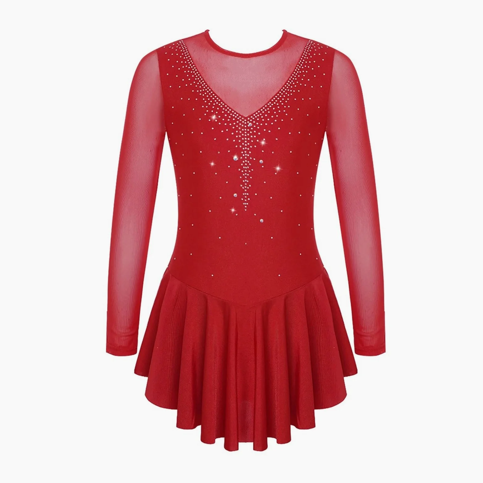 Vestido de Patinaje artístico con Diamantes imitación for niñas, Vestidos Leotardos Ballet Transparentes, Ropa Baile actuación sobre Hielo Empalme Malla