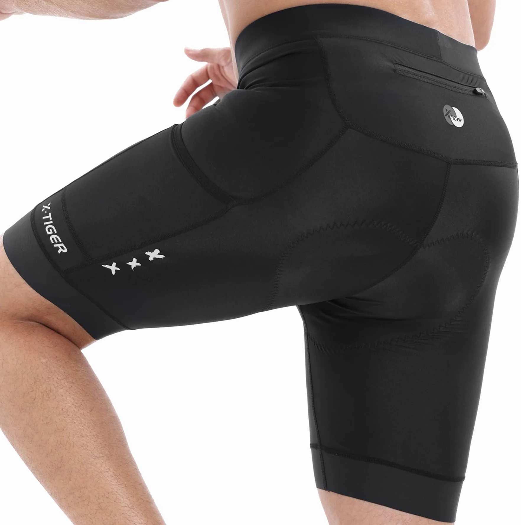 X-TIGER Culotte Ciclismo Hombre Acolchado Pantalon Cortos MTB Bicicleta Pantalones Secado Rápido Transpirable con 3 Bolsillos