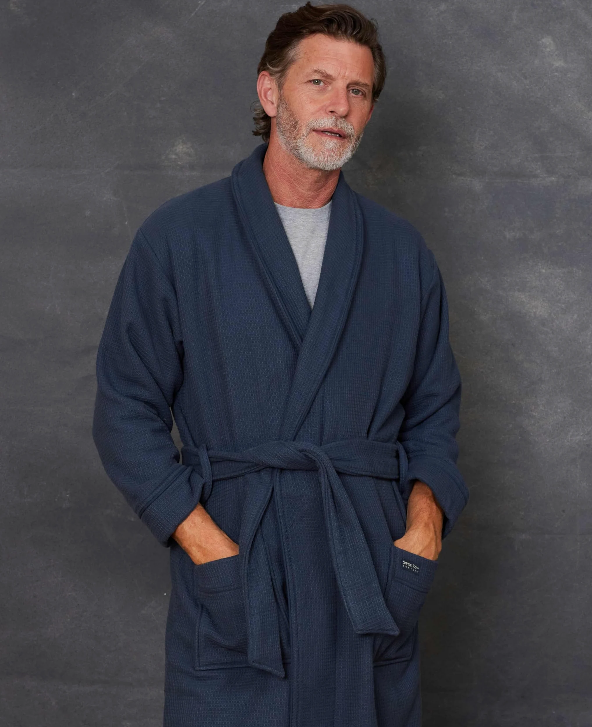 THE SAVILE ROW COMPANY LONDON Albornoz de algodón de lujo para hombre con forro de algodón de rizo
