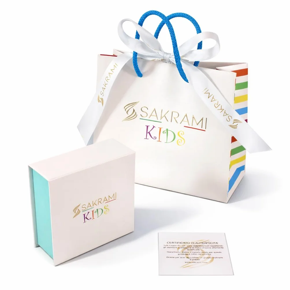 Sakrami Pulsera Bebé Plata de Ley 925 Placa con Nombre Personalizada y Ángel Esmaltado Azul Colección Niños + Caja de Regalo Personalizada - Pulsera de Nacimiento, Comunión o Bautizo
