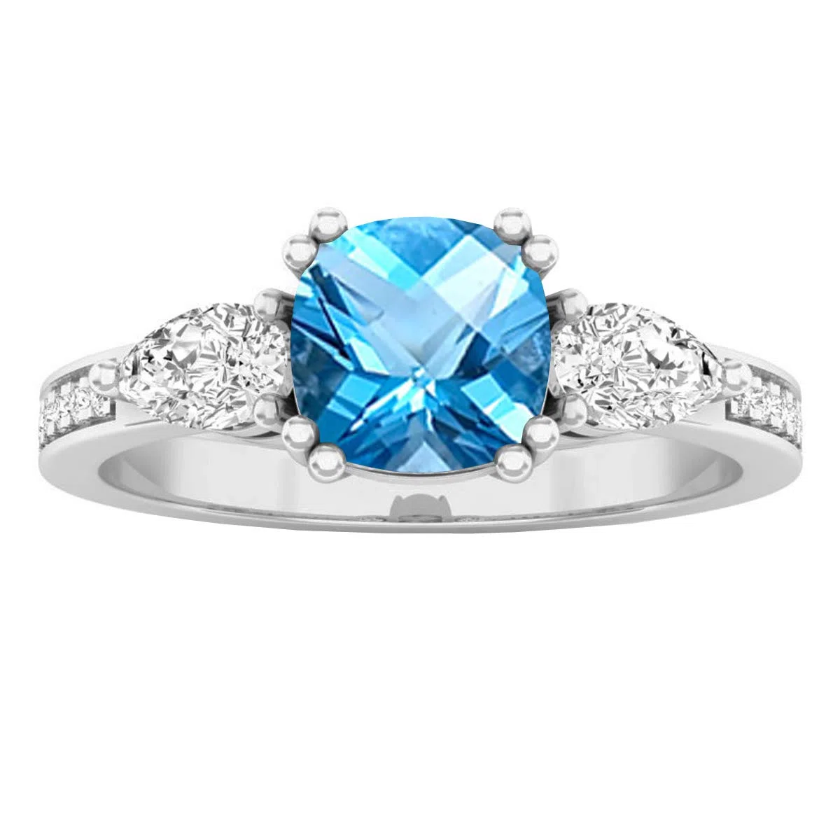 DazzlingRock Collection 10 quilates oro blanco cojín Blue topacio azul