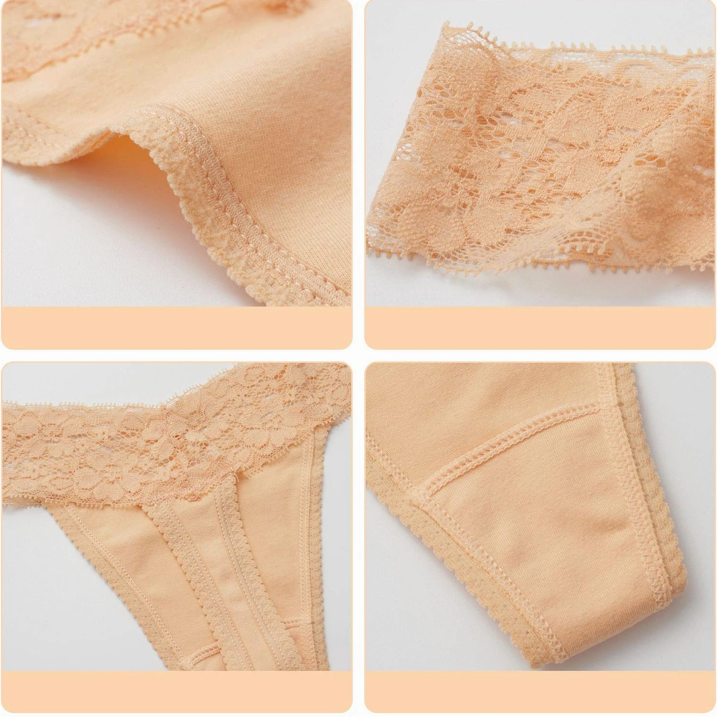 ANNYISON Tangas para mujer, cintura baja y espalda en T, tangas de encaje sin costuras para mujer