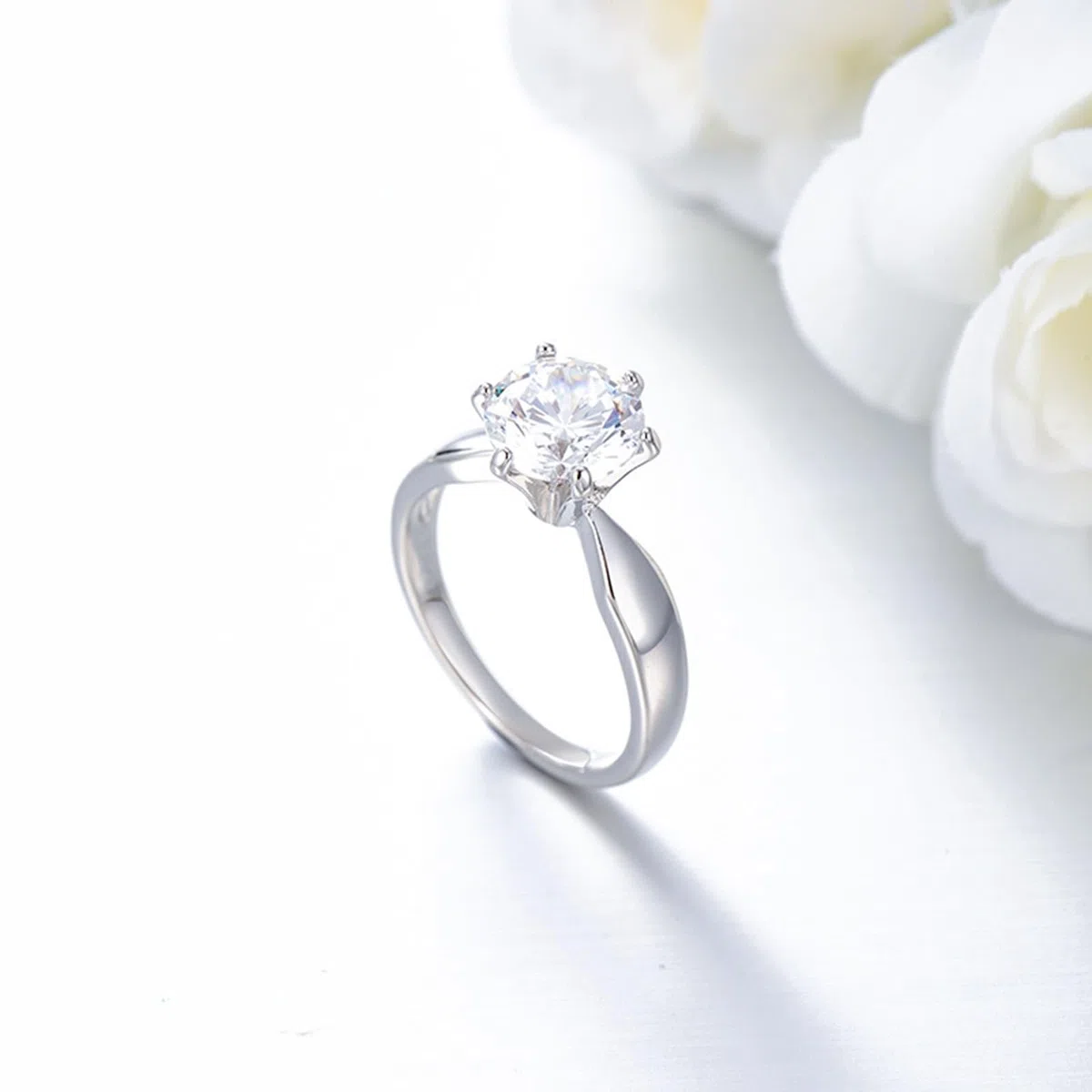 Anillo de solicitud de 9 K/14K/18K oro/oro blanco/PT950 auténtico con moissanita solitaria