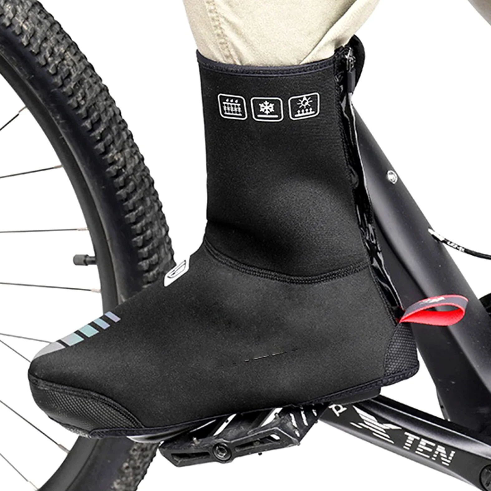 Cubrezapatillas de Ciclismo Impermeable Resistente al Viento Forro Polar MTB Carretera CáLido Calzado de Bicicleta Fundas Bicicleta Protector TéRmico de Invierno Cubrezapatillas