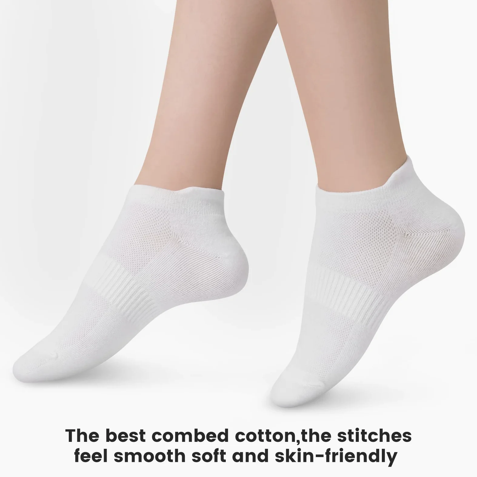 Sallking Calcetines tobilleros de algodón para mujer, corte bajo, atléticos, suaves, delgados, invisibles con lengüeta, 6 pares
