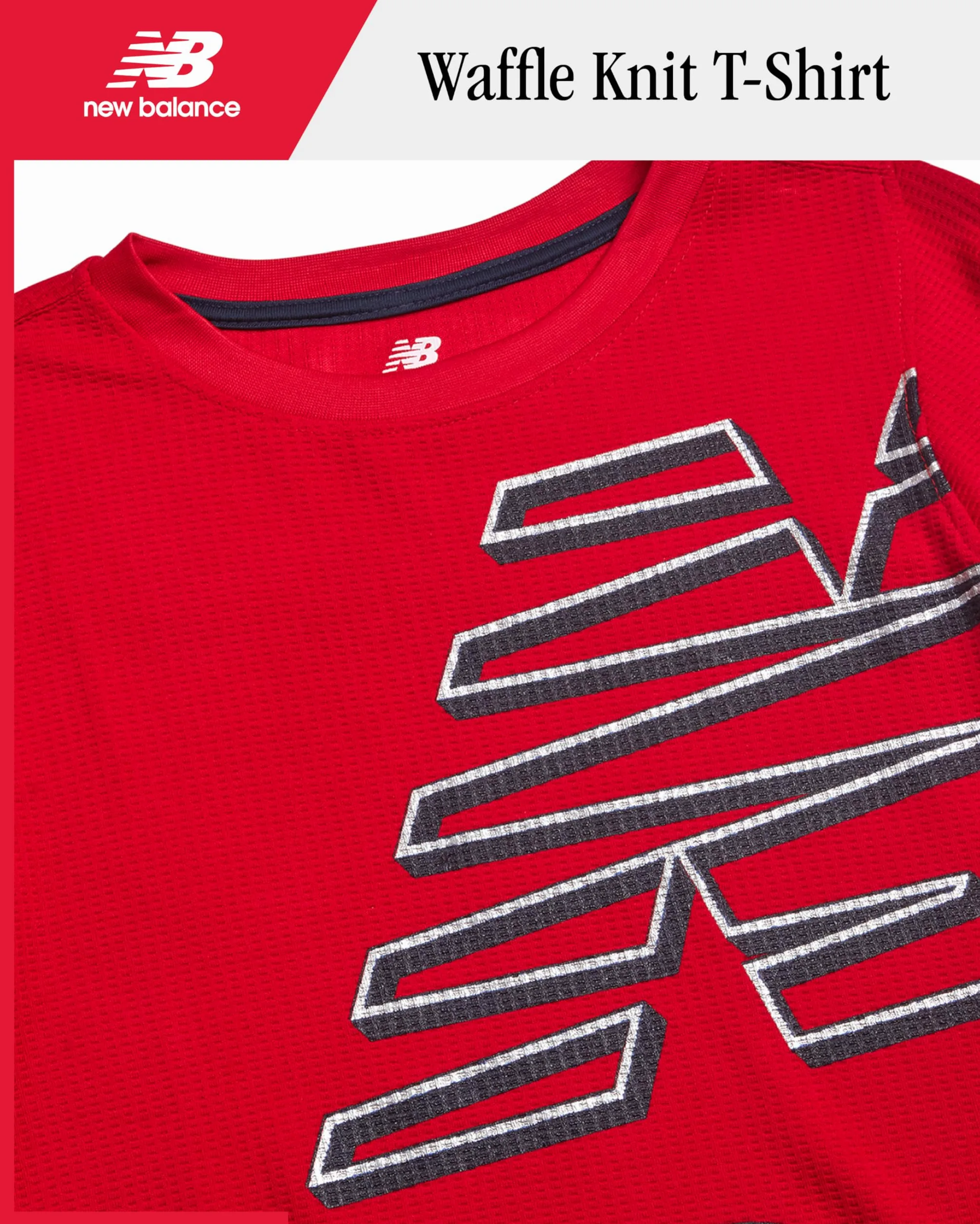 New Balance Boys' T-Shirt - Thermal Waffle Knit Long Sleeve Shirt (Size: 4-20), Size 14/16, Red