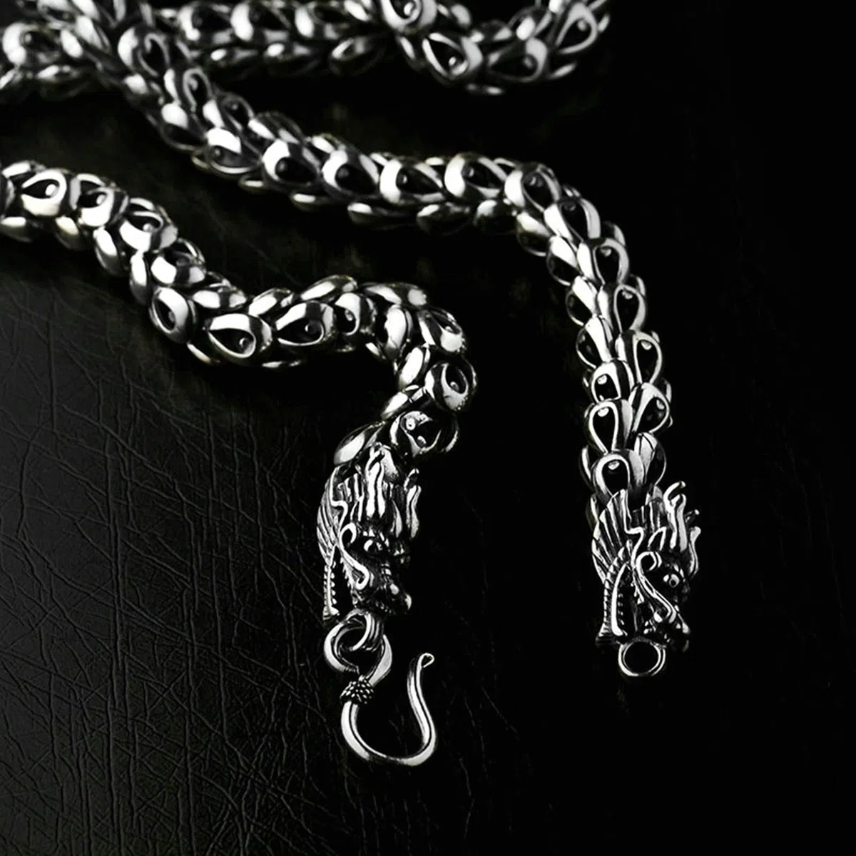 Collar de plata 925 maciza con cadena de dragones para hombre, hipoalergénico