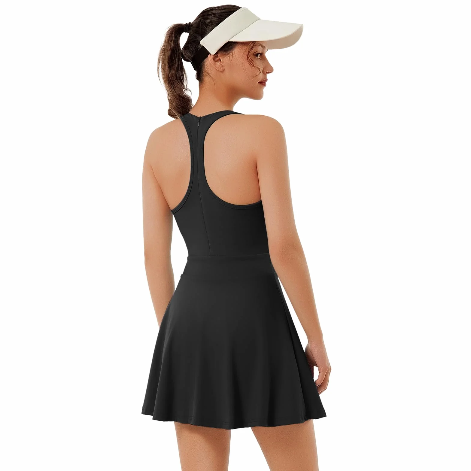 Bezioner Vestido Tenis Mujer Cremallera Sujetador Integrado Pantalón Bolsillos Padel