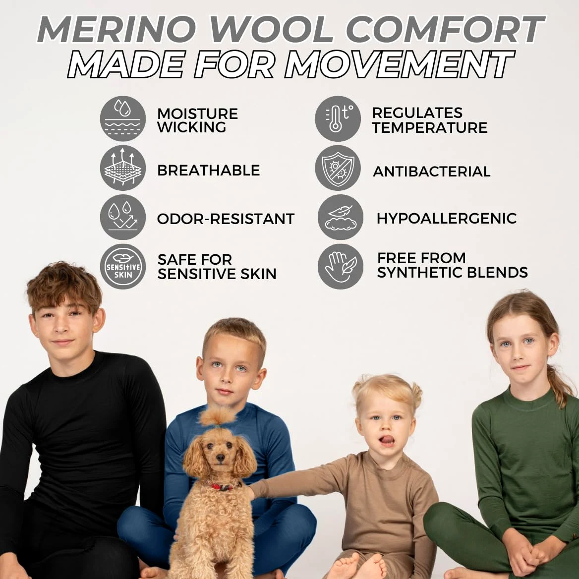 menique Leggings térmicos niños 100% Lana Merino, Gris, 86-92 | Mallas transpirables de secado rápido para niños y niñas, para fútbol, correr, senderismo, deporte outdoor y días fríos
