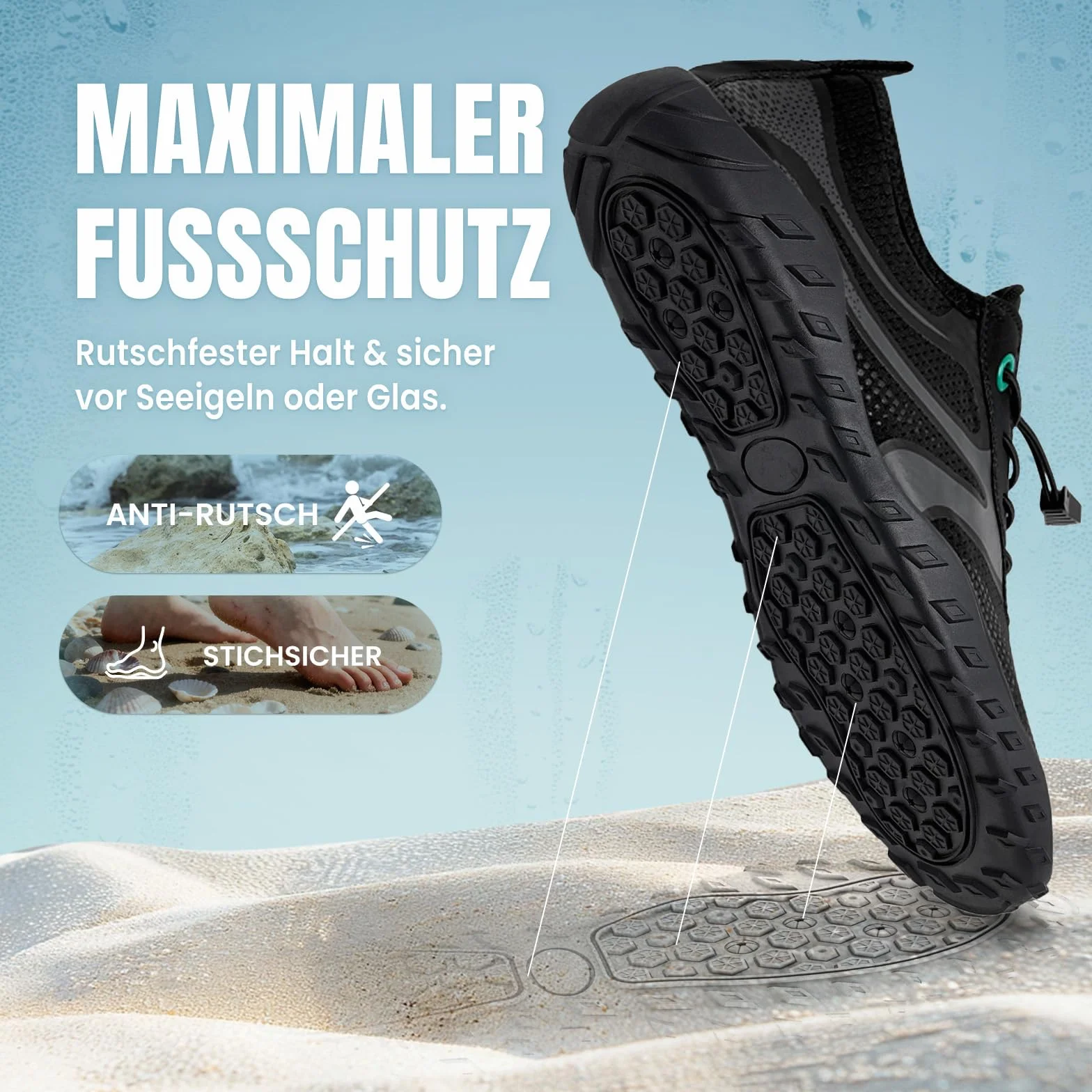 Zapatos de Agua Hombre Mujer Antideslizante Secado Rápido Resistentes Duraderos Unisex Playa Natación