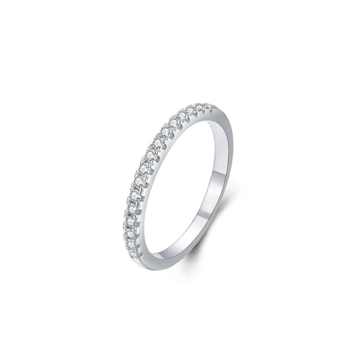 KnSam Anillo de la amistad de oro auténtico, 9 K/14 K/18 K, oro blanco, elegante, fila, anillos con diamante, oro blanco Au 375/585/750, anillo solitario, talla 47-65