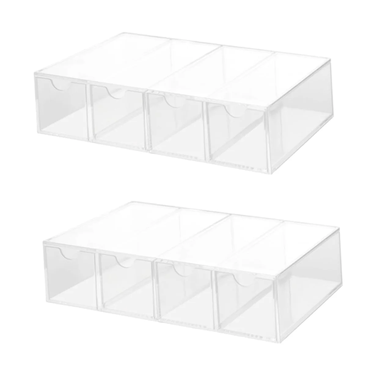 Baluue Caja Organizadora Transparente para Gafas de Sol 2 Unidades 4 Capas y Cajones, Material PS Resistente y Diseño Sencillo para Uso Personal en Casa
