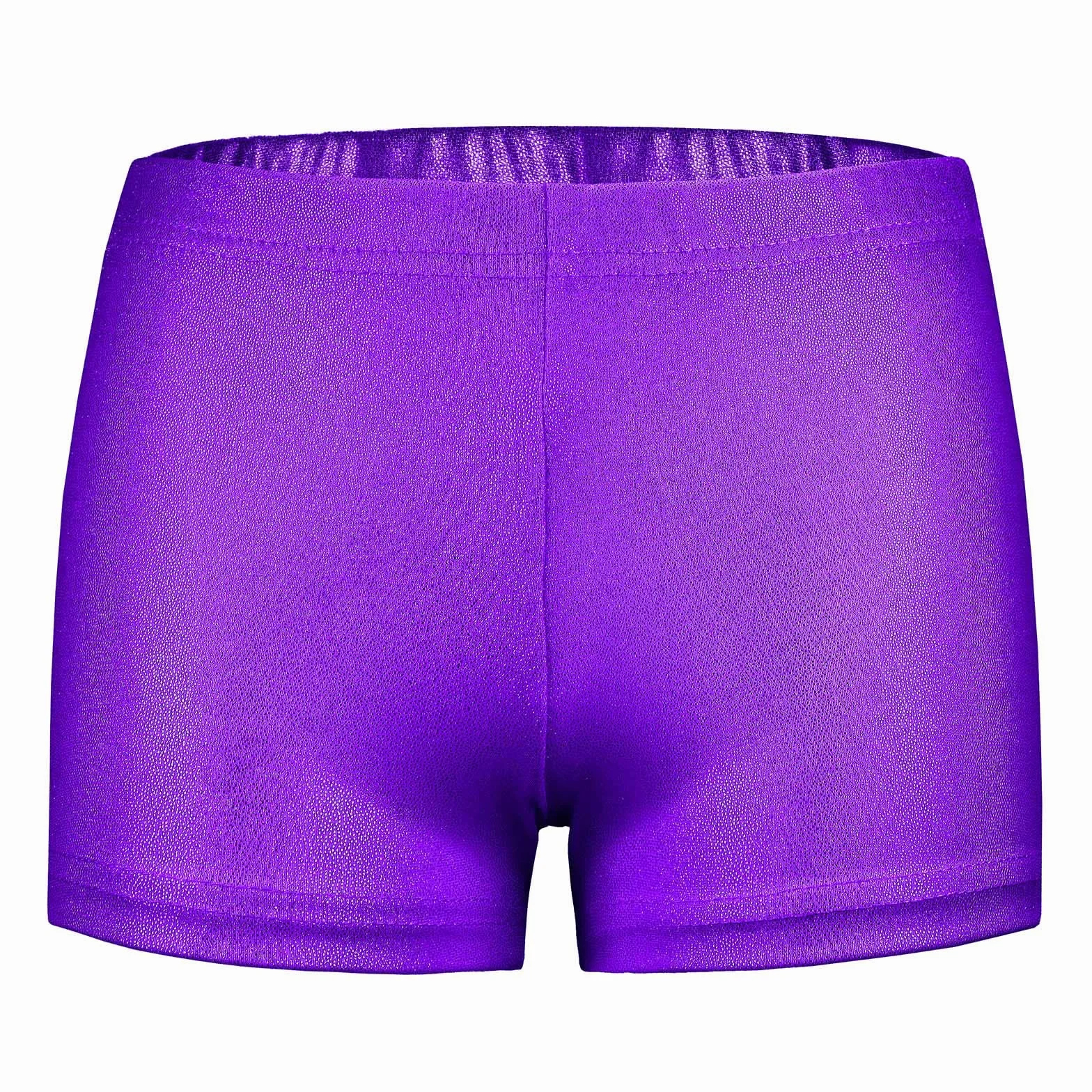 Pantalones Cortos de Ballet Cintura Elástica Metálico Brillante para Niños Niña Deportes Yoga Gimnasia