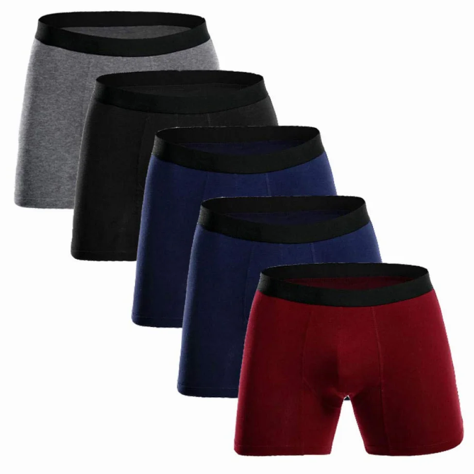 Calzoncillos Hombre baratosAlgodón Piernas largas Hombres Boxers Ropa Interior Soft Boxer (Pack de 6)-4 Colores Agregar Azul_SG