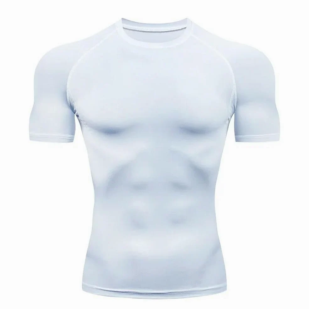 DYRBF - Camiseta de compresión para hombre, secado rápido, para fútbol, fitness, gimnasio, deporte, manga corta, transpirable