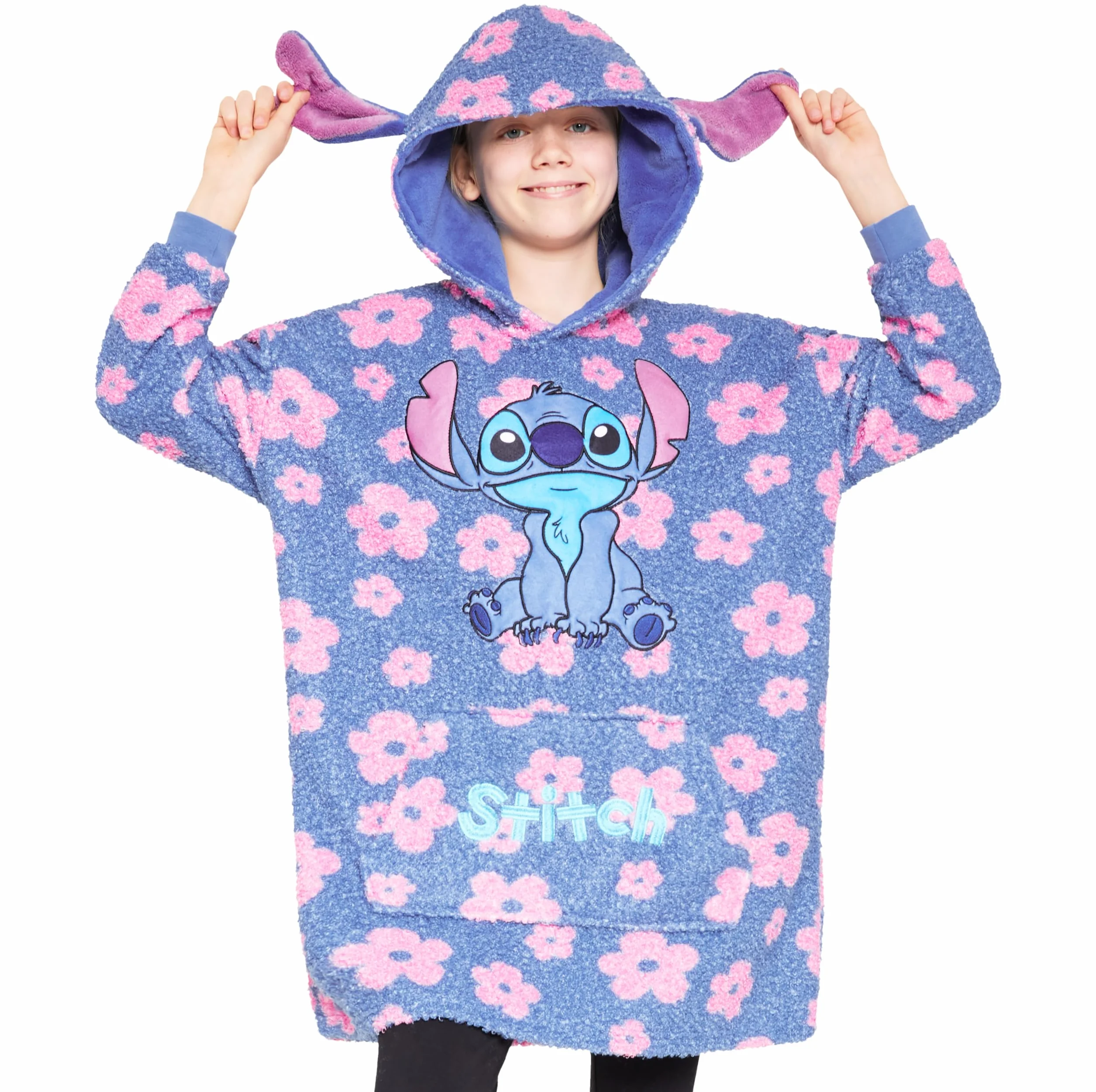 Disney Sudaderas con Capucha para Niña, Sudadera Stitch Niña, Batamanta Infantil, Bata Manta Polar Oversize Ropa para Niñas
