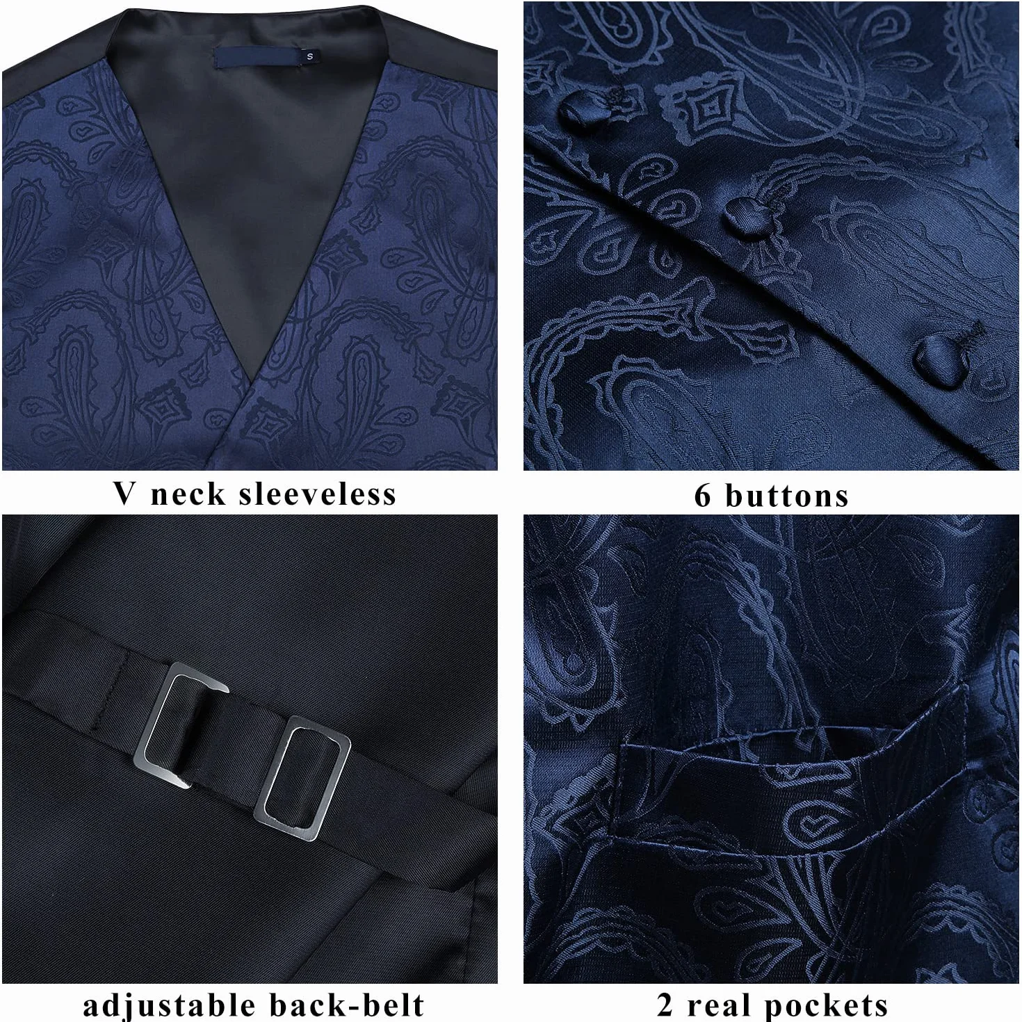 Chaleco y corbata floral jacquard paisley para hombre