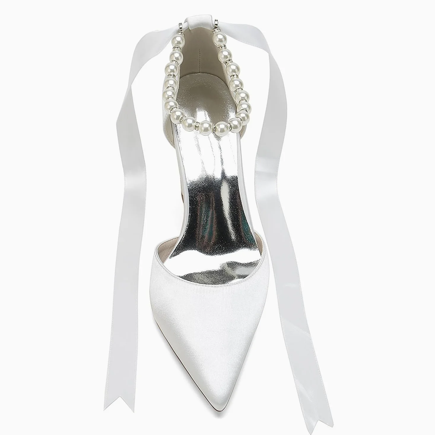 Zapatos tacón Alto para Novia, para Boda, para Mujer,Elegantes, con Punta Puntiaguda, Lazo satén, Perla,para Fiesta graduación,cómodas Sandalias de Baile con tacón Grueso