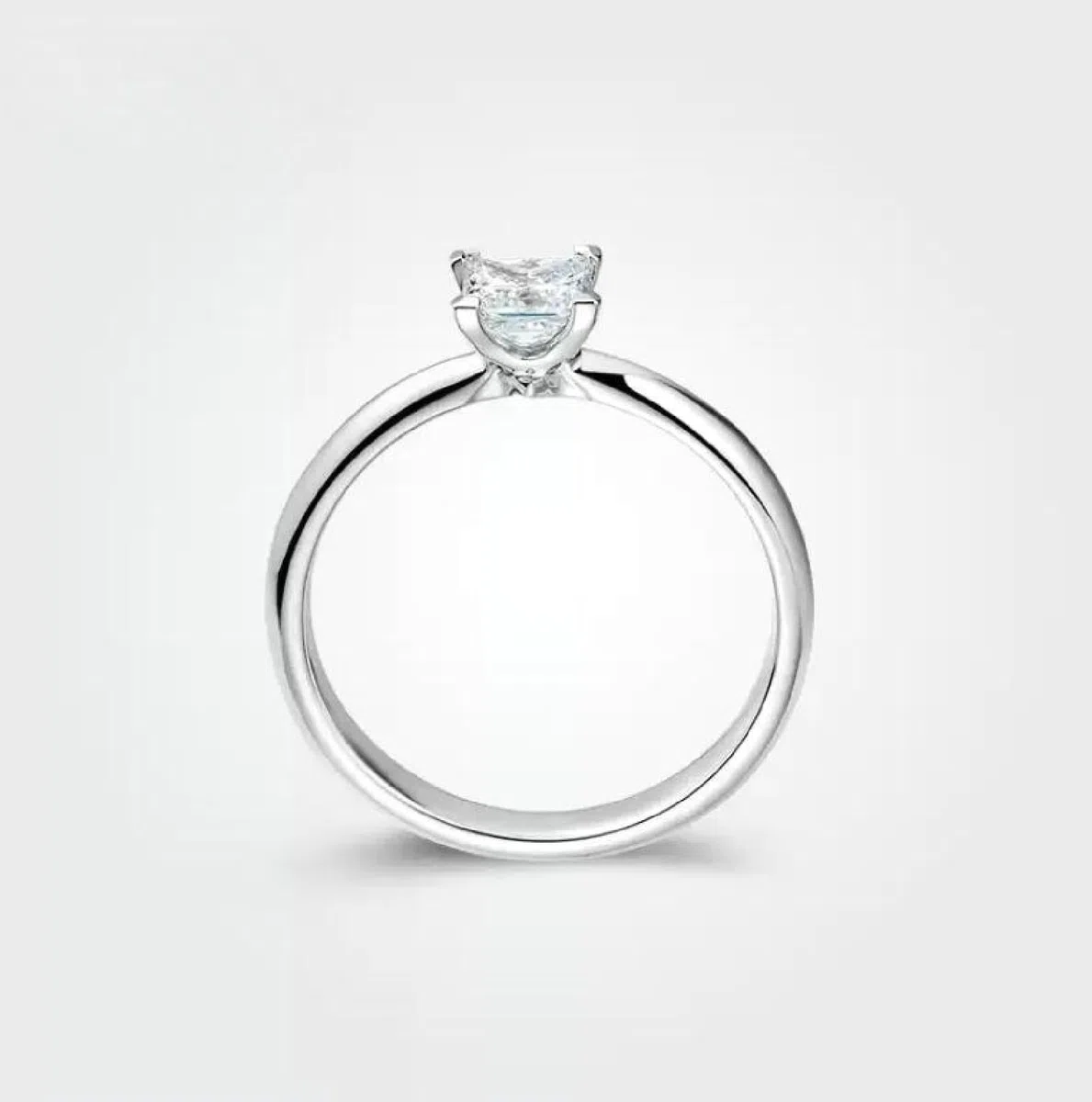 Wycian Anillos de Compromiso Mujer Anillo Compromiso Diamante 9/14/18K Oro Blanco/Platino Diamante de Talla Princesa de 0,5 CT Talla 23,5 Sólido No Chapado Popular para Señoras Cóctel Joyas