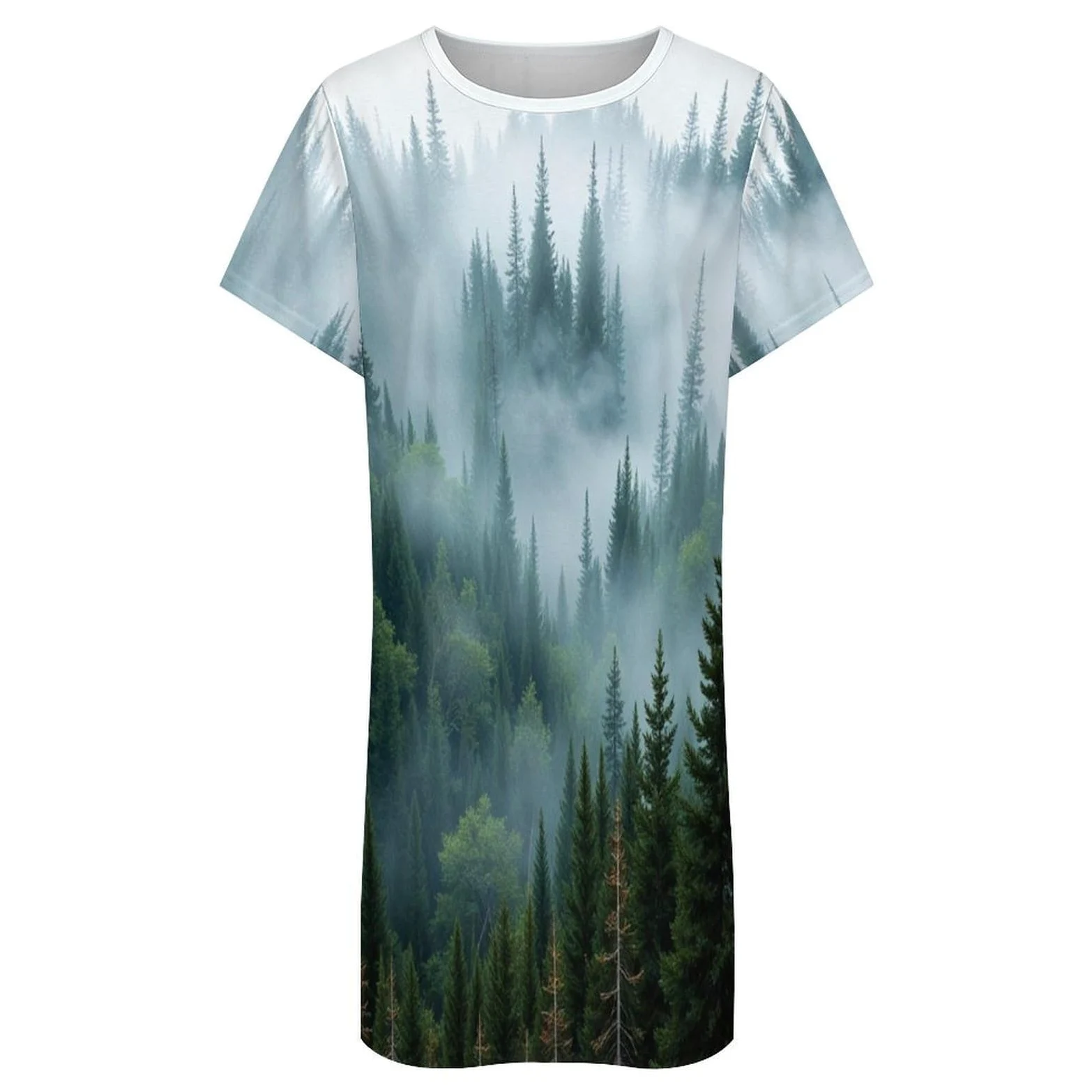 Camisones De Mujer - Bosque Verde Camisón De Manga Corta para Estar En Casa Tallas S-3Xl Holgado Largo Suave para El Verano.