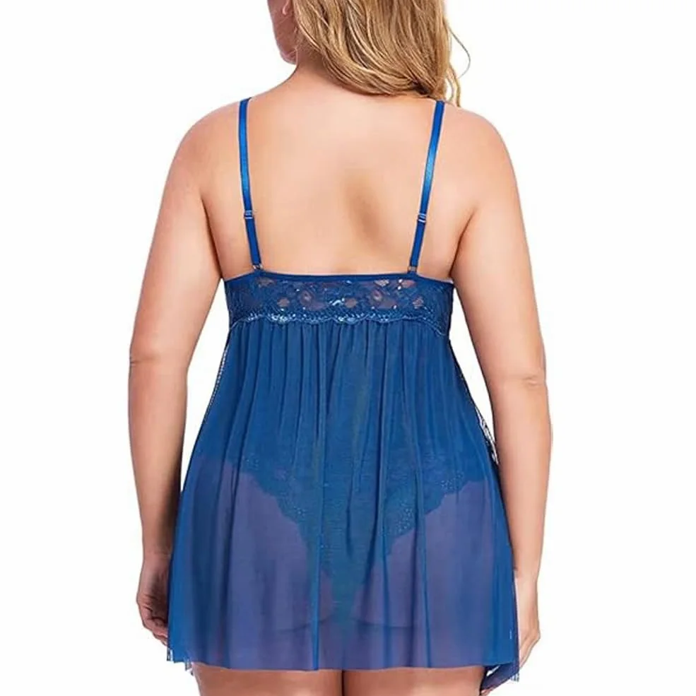 XHYRHTS Babydoll de lencería Sexy de Talla Grande para Mujer, camisón de Encaje, Ropa Interior de negligé, Ropa de Dormir de una Pieza, camisón para Mujer