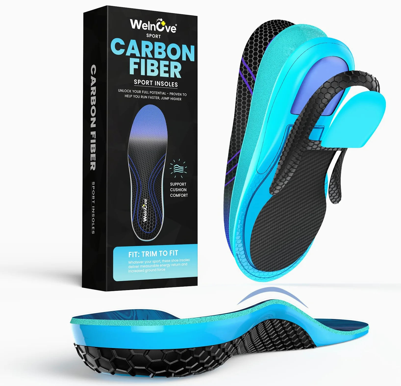 Welnove Plantillas de fibra de carbono XS