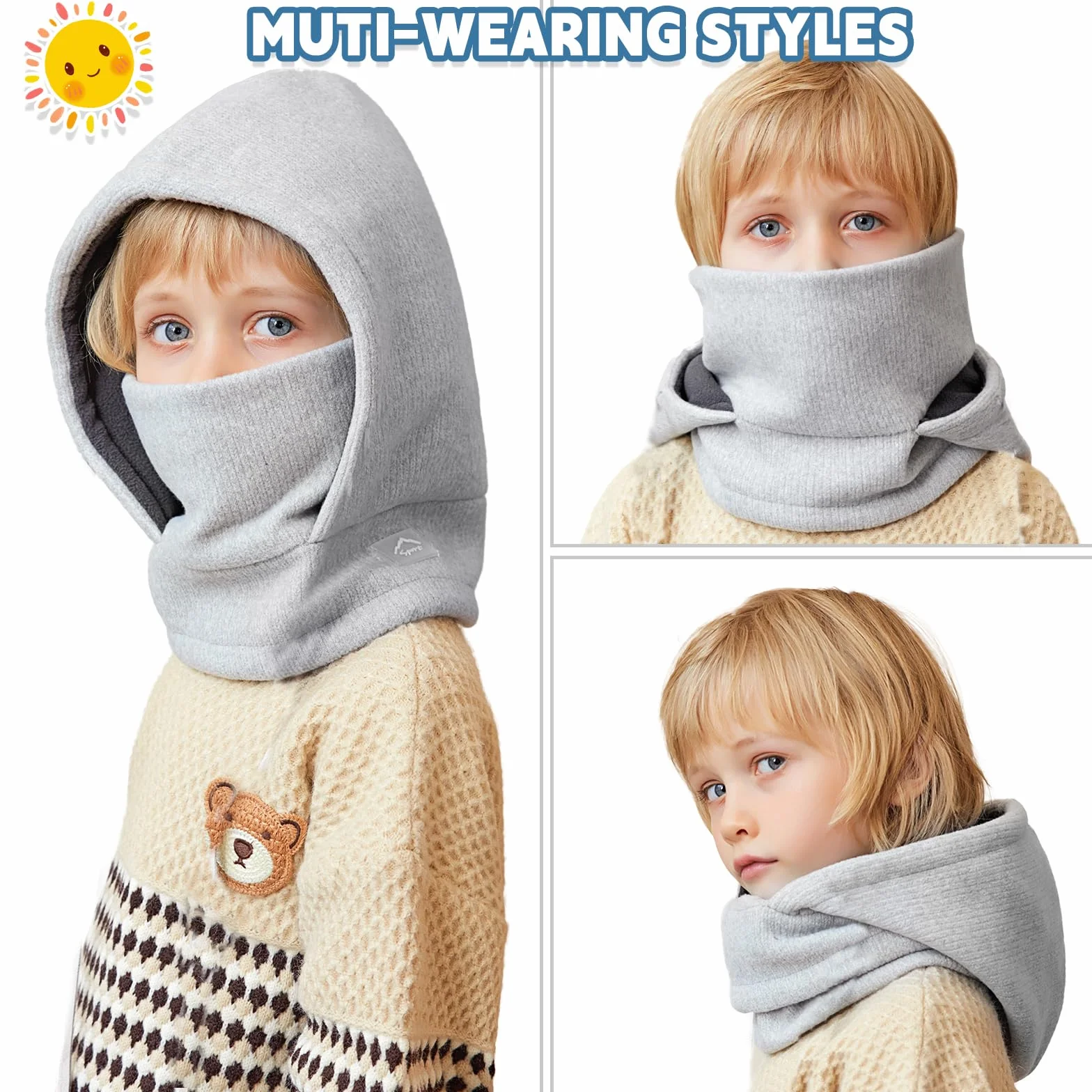 Pasamontañas Térmico de Invierno para Niños 4-10, Máscara de Esquí y Ciclismo, Forro Polar, Calentador de Cuello