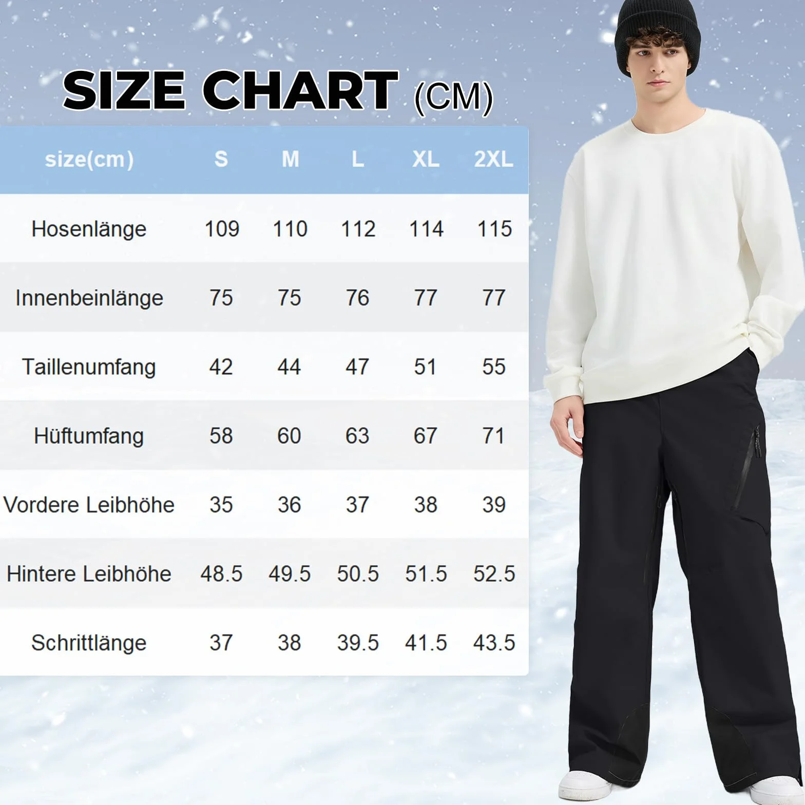 Pantalones de nieve para hombre HOUZONIY impermeables con tirantes esquí invierno