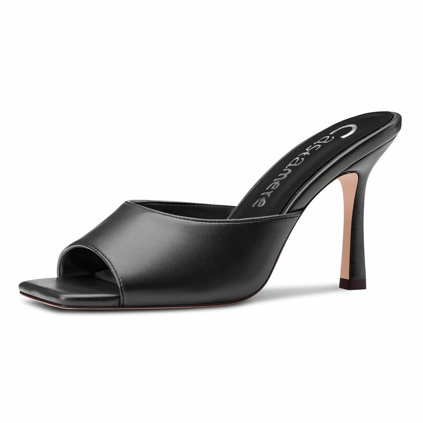 Castamere Mujer Cuadrada Abierta Punta Sandalias Alto High Aguja Heel Slip-on Mules Zapatos Dress Casual Verano Zapatos 9 CM Heels
