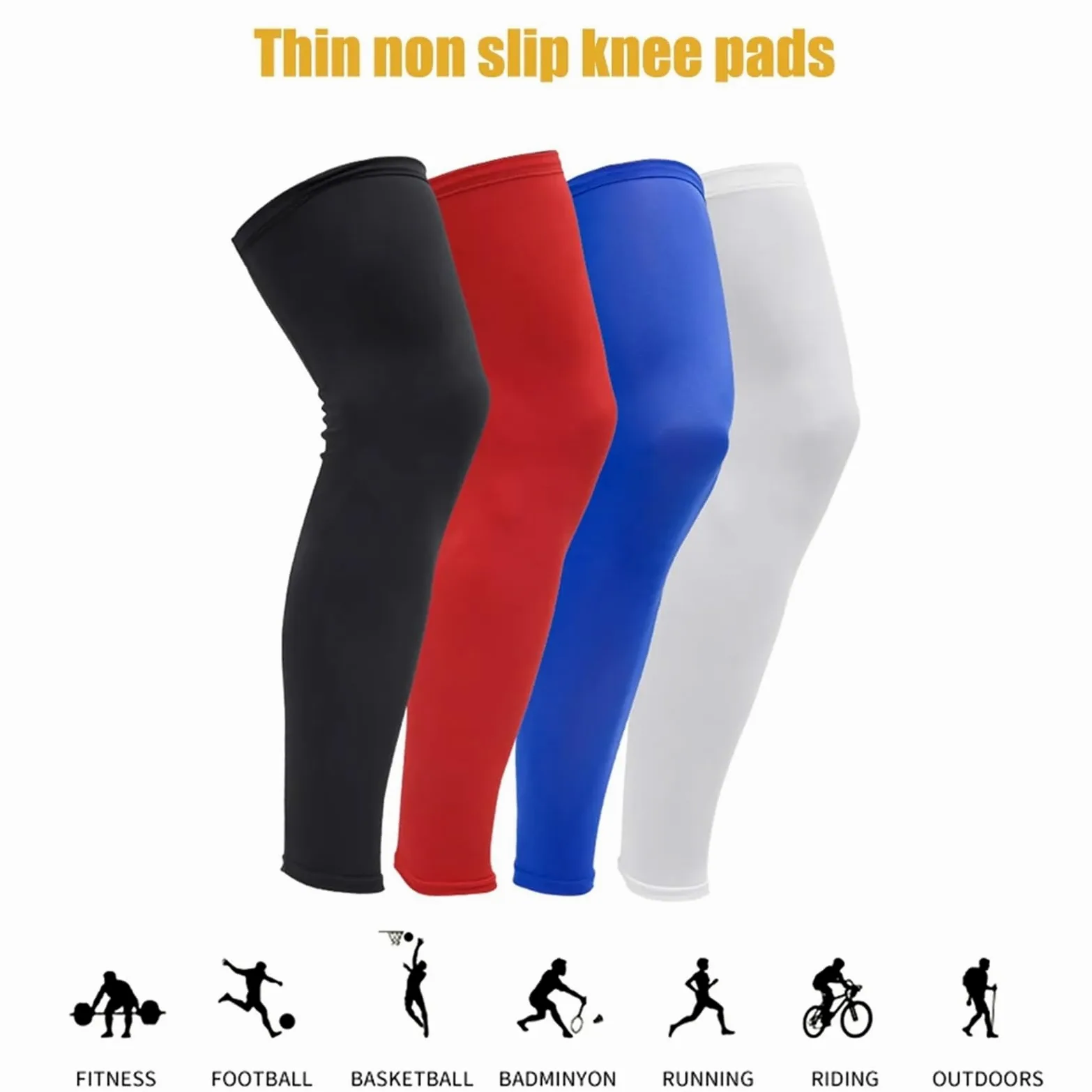 Rodillera Compresion 1 par de mangas compresión pierna longitud completa for deportes, rodilleras, protección, largas for hombres y mujeres, baloncesto, fútbol, ​​correr