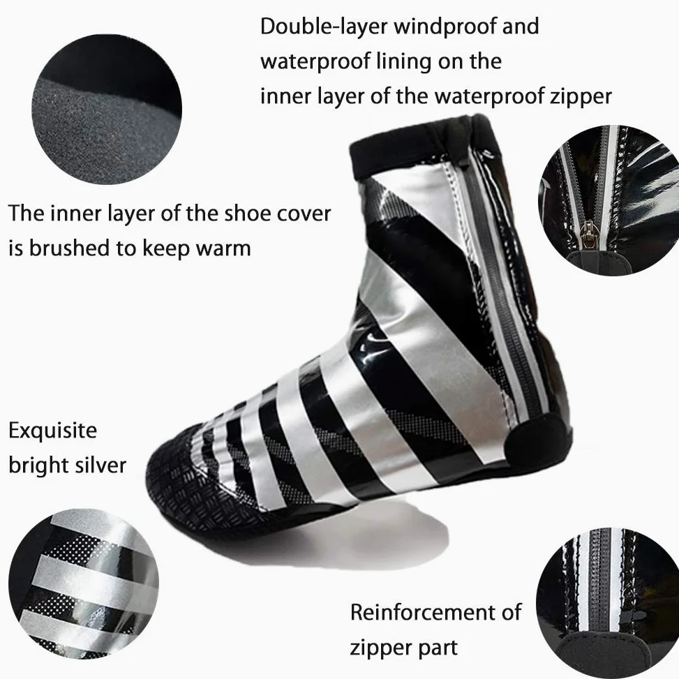 Cubrezapatillas Impermeables para Ciclismo, Alta Elasticidad, Superficie de Cuero Brillante Cubrezapatillas para Bicicleta de Carretera de Invierno, Protector para cubrezapatos para MTB