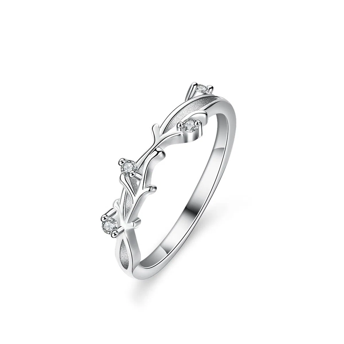 Anillo para mujer con moissanita, plata de 14 quilates, oro blanco, talla 58 (18,5)
