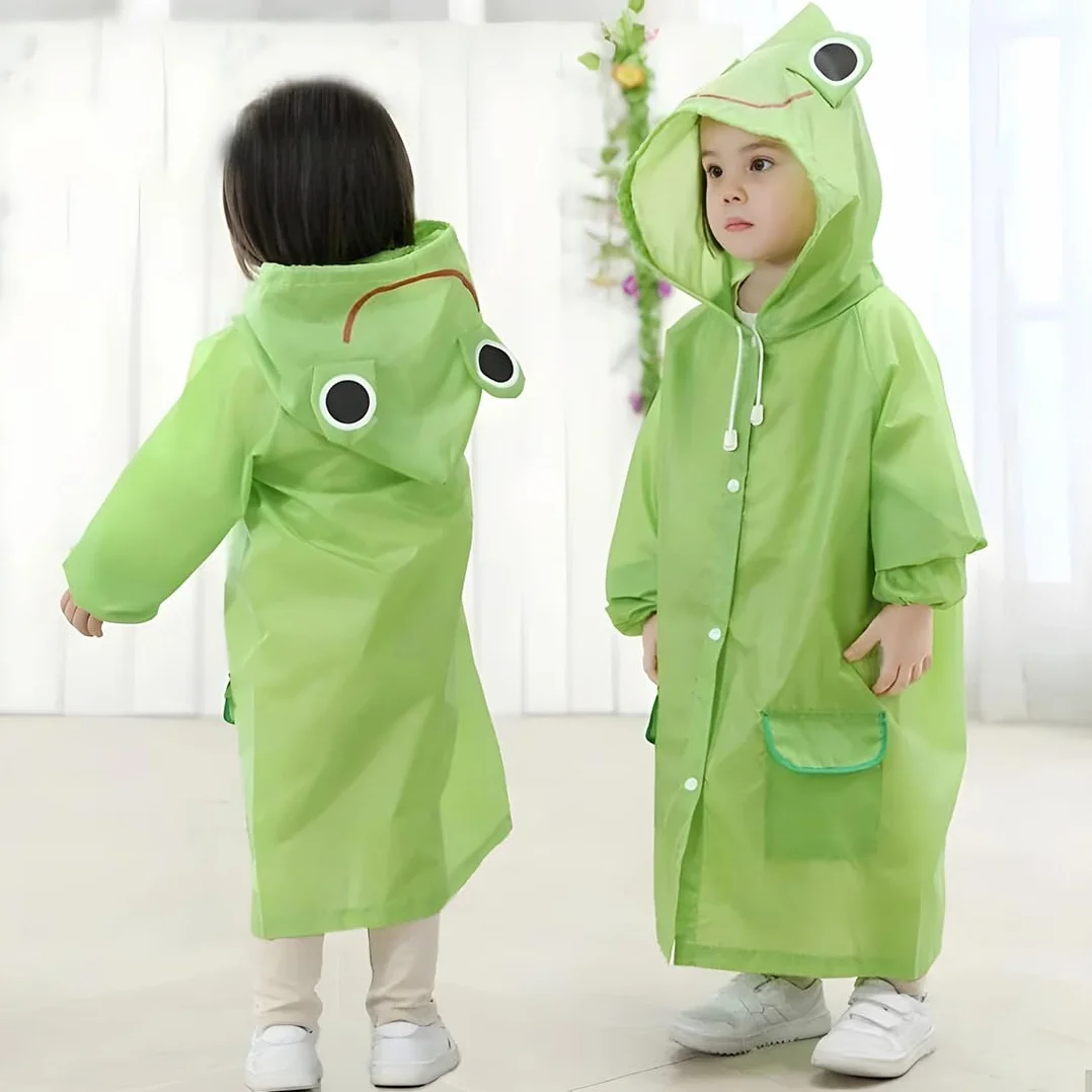 Chaqueta de Poncho de Lluvia para Niños y Niñas Gorro de Rana Impermeable Verde 4 Años