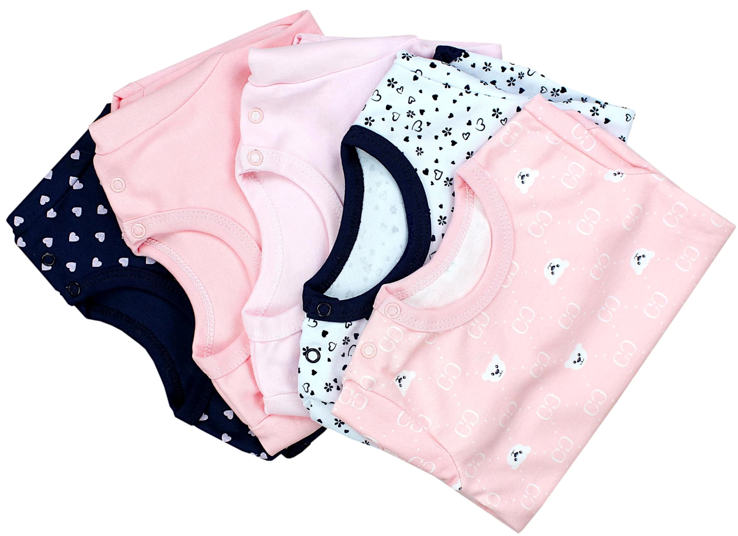 TupTam Body Bebe Manga Larga – Pack 5 Bodies Bebe Niña Unicolor – Algodón Suave y Transpirable