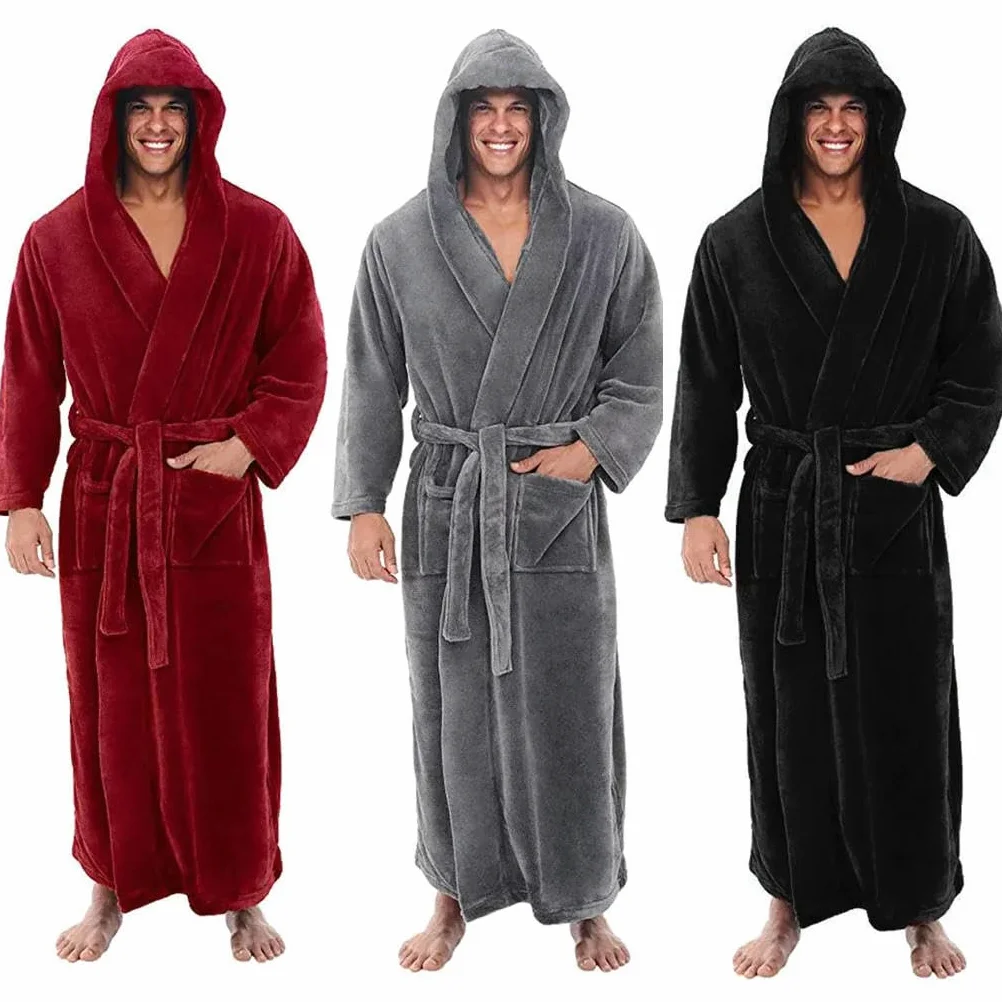 KOSTEN Bata De Baño Mujer Los Pijamas De Invierno Con Capucha Para Hombres Engrosan Y Calientan Los Abrigos De Bata De Manga Larga Para Hombres