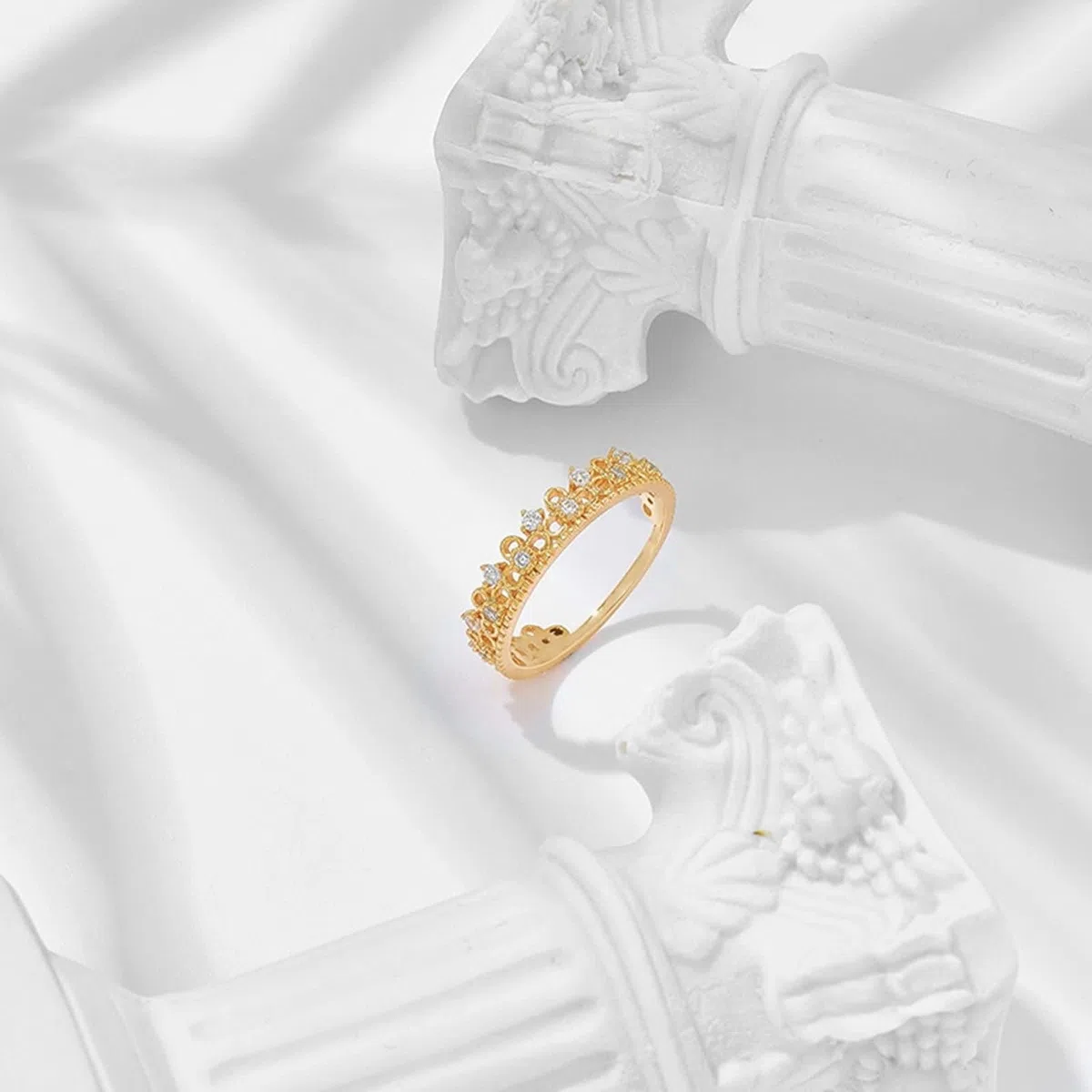 Alianzas de oro amarillo de 9 K/14 K/18 K, joyas con moissanita, forma de corona